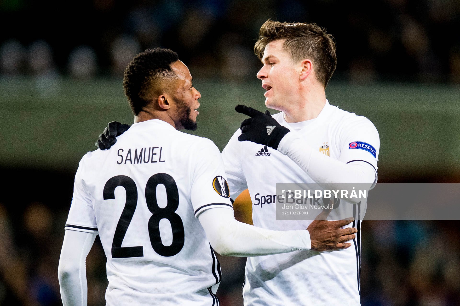 Samuel Adegbenro and Pål André Helland of Rosenborg