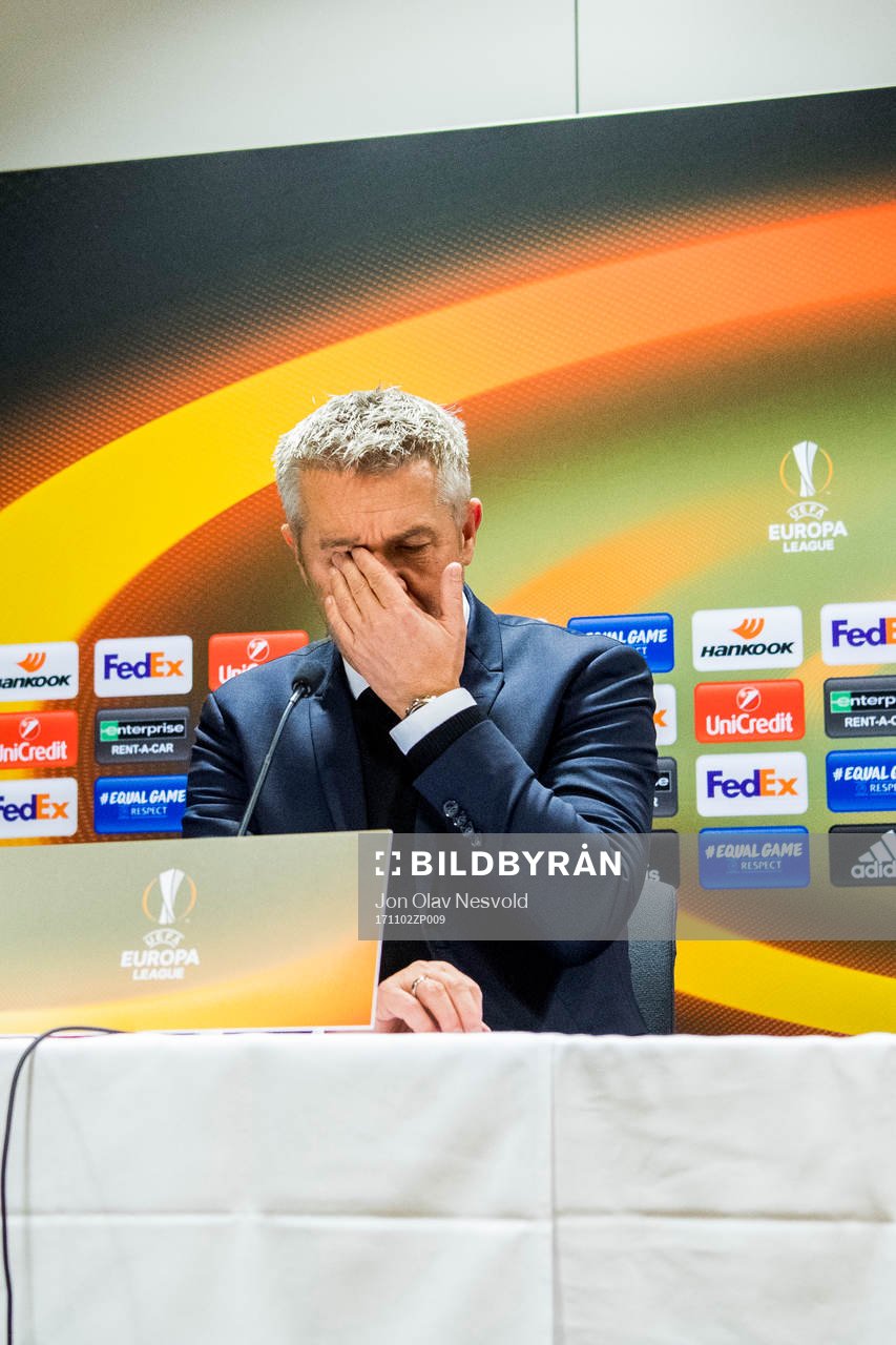 Kåre Ingebrigtsen, head coach of Rosenborg, during a press conference after the UEFA Europa League match between Rosenborg and FK Zenit St. Petersburg on November 2, 2017 in Trondheim.