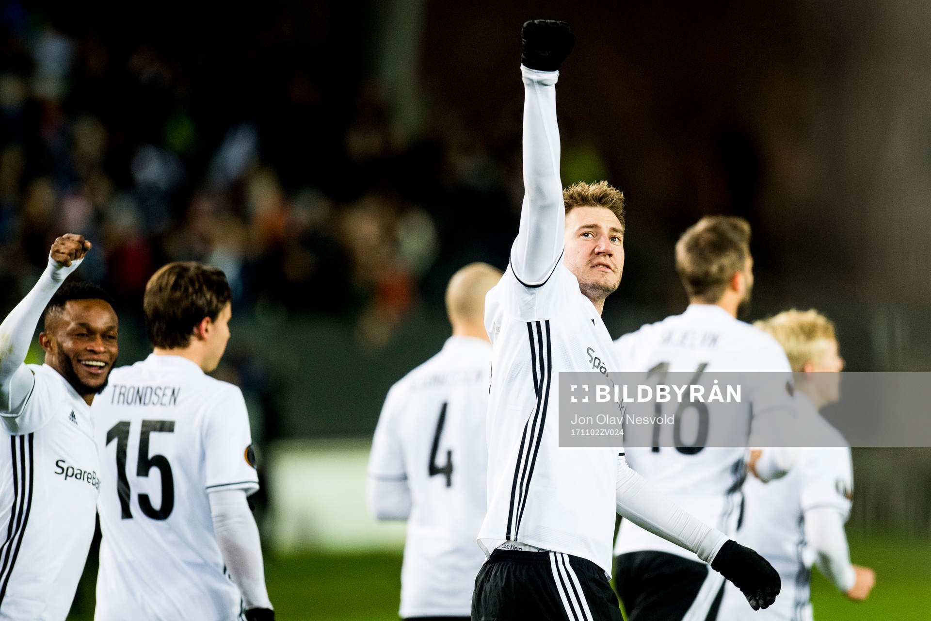Nicklas Bendtner of Rosenborg celebrates 1-0