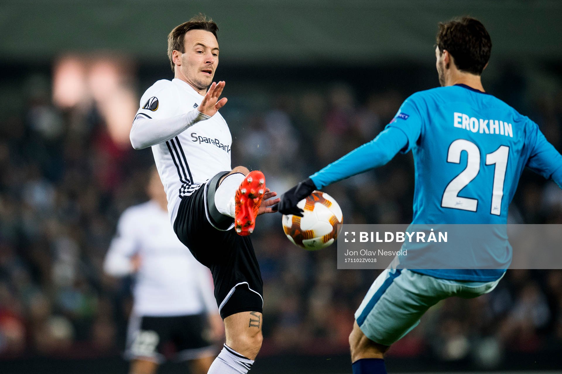 Mike Jensen of Rosenborg and Aleksandr Erokhin of Zenit