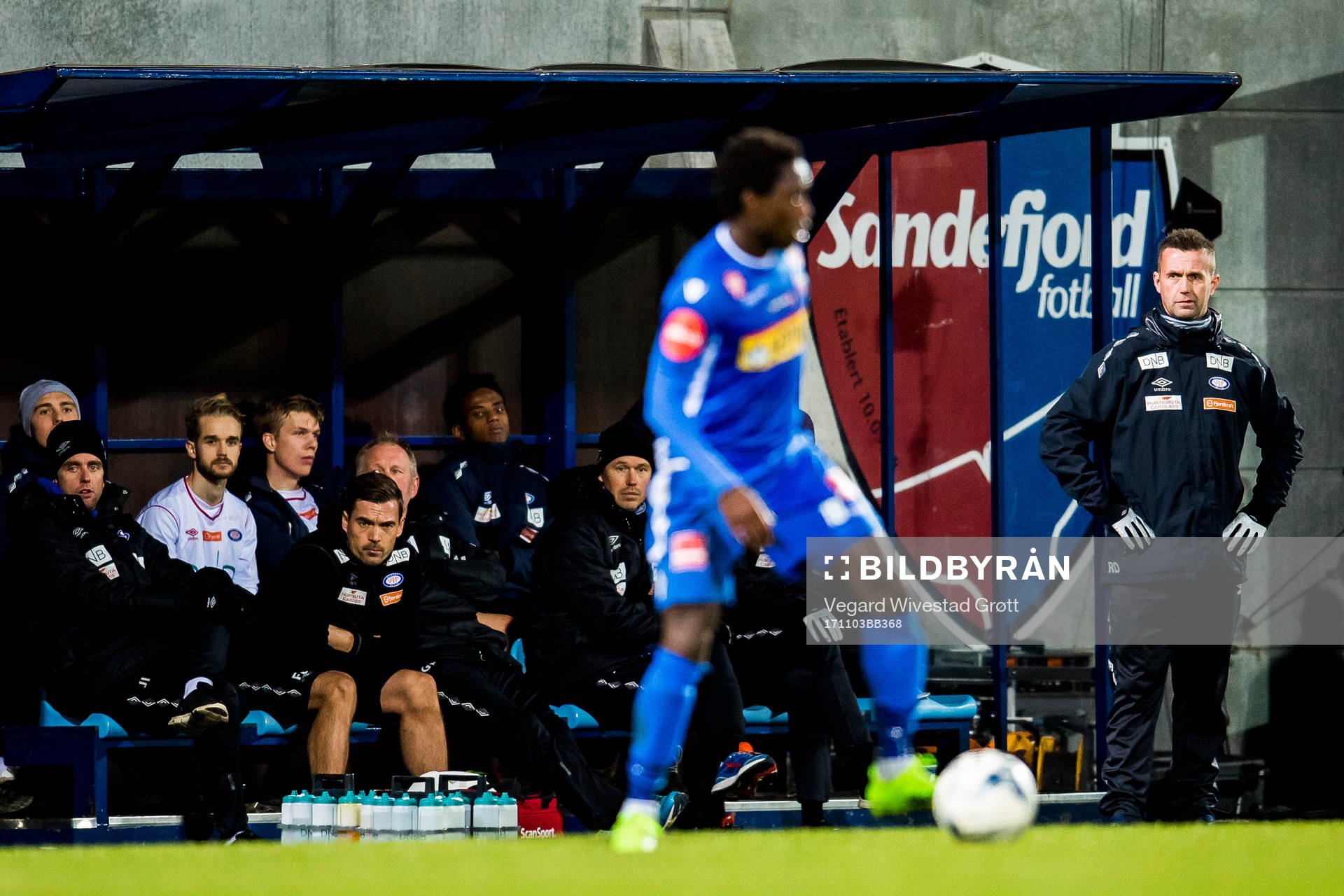 Ronny Deila, head coach of Vålerenga during the Eliteserien match between Sandefjord and Vålerenga on November 3, 2017 in Sandefjord.
