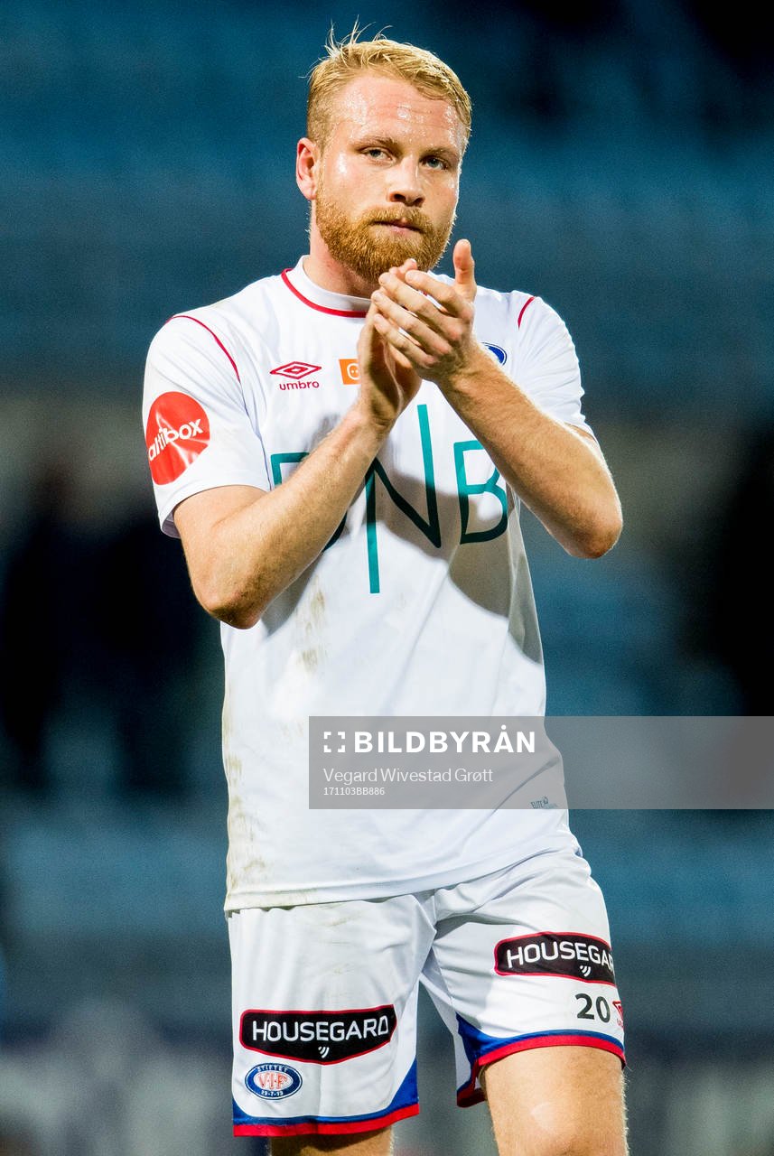 Henrik Kjelsrud Johansen of Vålerenga after the Eliteserien match between Sandefjord and Vålerenga on November 3, 2017 in Sandefjord.