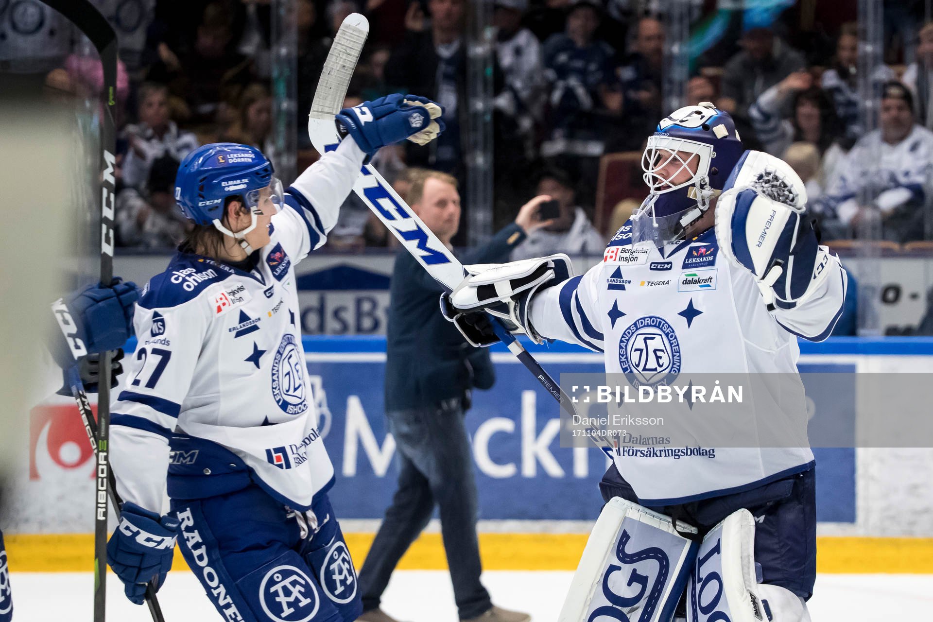 Leksands målvakt Tex Williamsson jublar