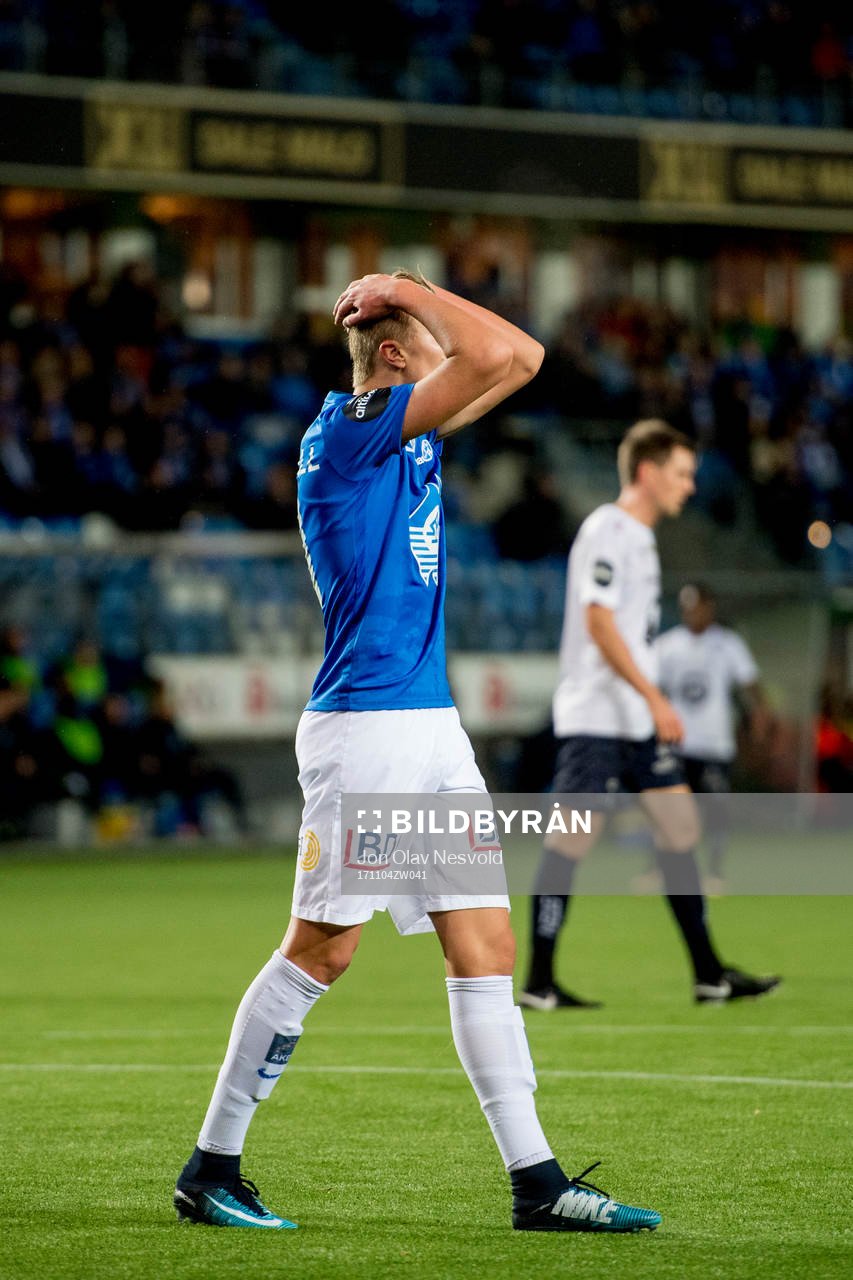 Erling Braut Haaland of Molde reacts