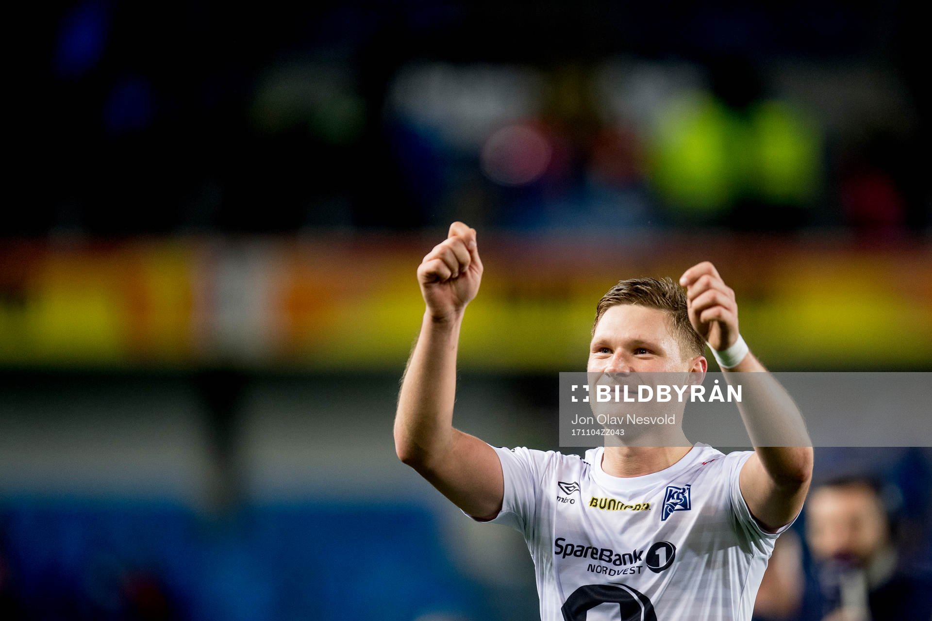 Benjamin Stokke of Kristiansund celebrates
