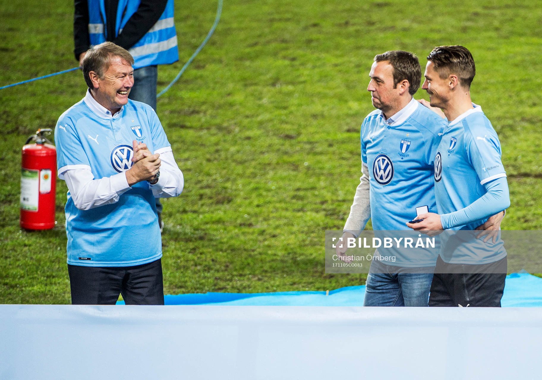 Malmö FFs Markus Rosenberg med tidigare tränarna Åge
