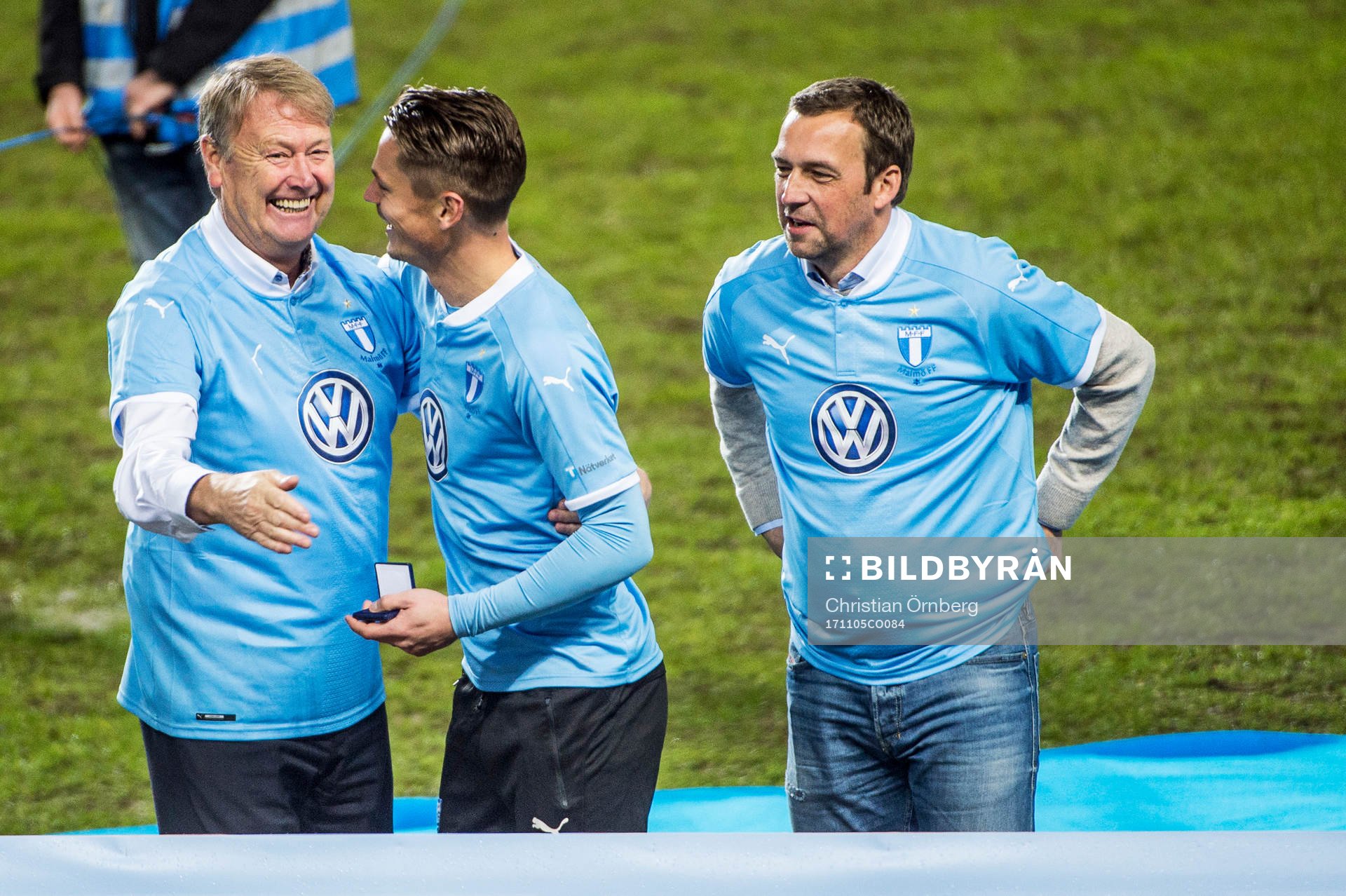 Malmö FFs Markus Rosenberg med tidigare tränarna Åge
