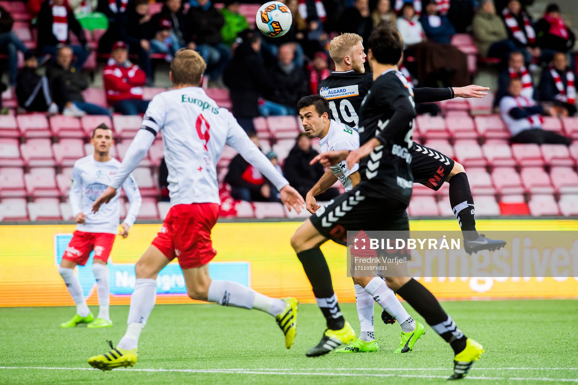 Ulrik Flo, Sanel Kapidzic of Fredrikstad, Mads Nielsen and Jasmin Bogdanovic during the OBOS-ligaen match between Fredrikstad and Sandnes Ulf on November 5, 2017 in Fredrikstad