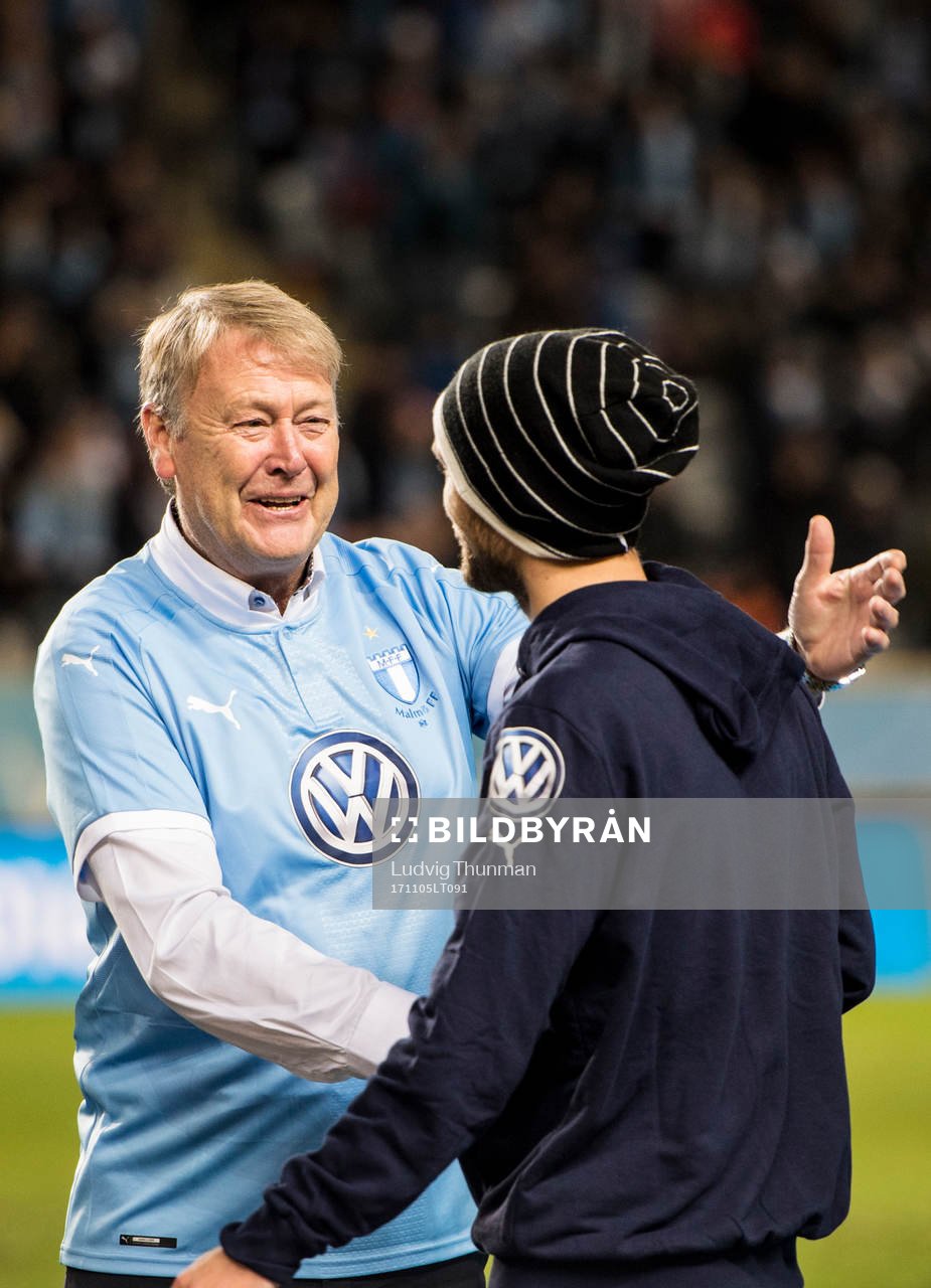Åge Hareide tränare från 2014 gratulerar Malmö FFs
