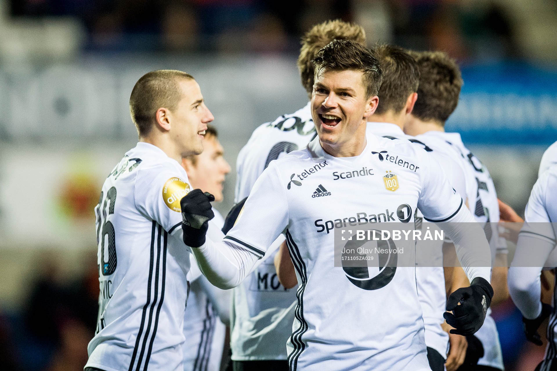 Pål André Helland of Rosenborg celebrates 1-0 with his