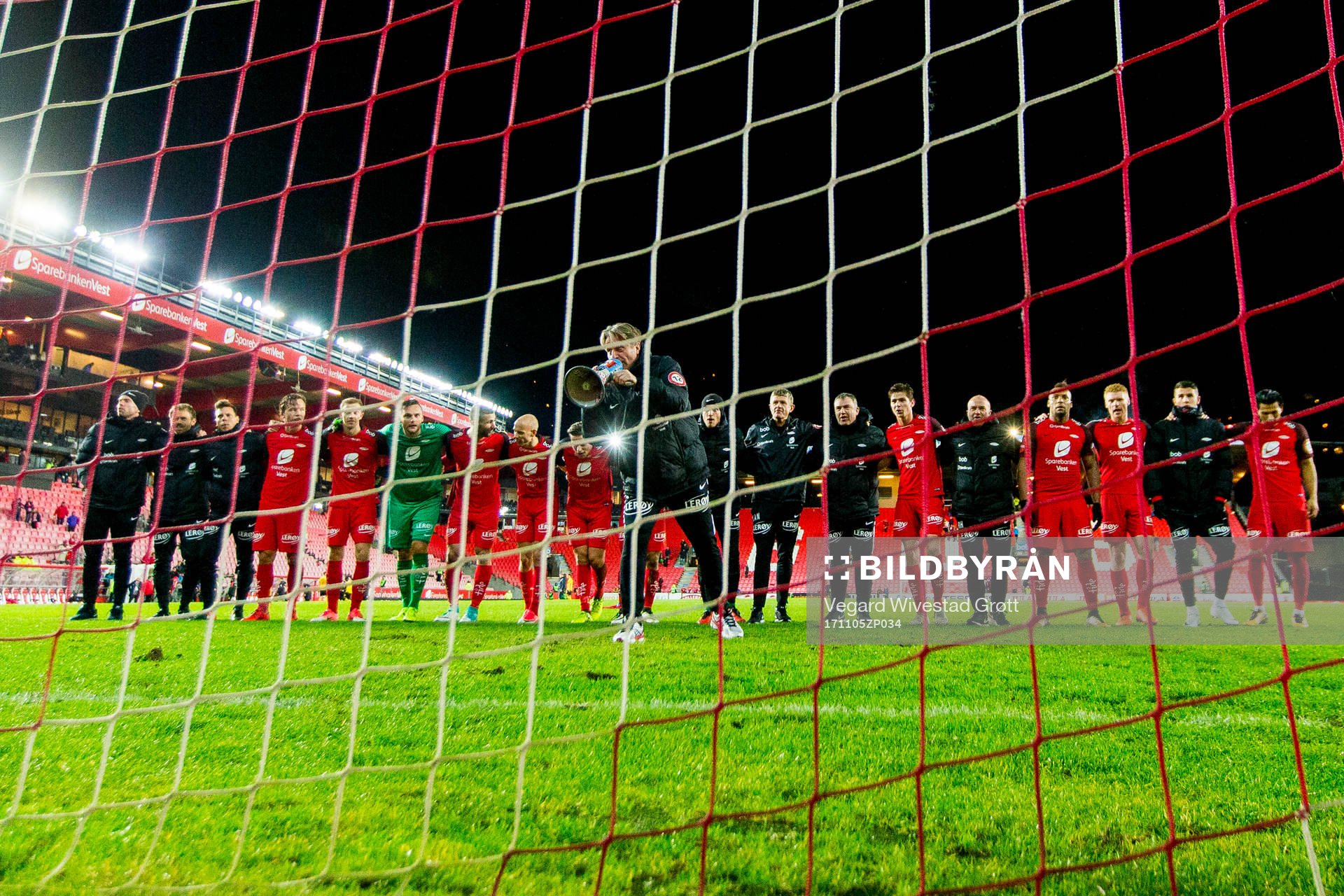 Players of Brann celebrate their win
