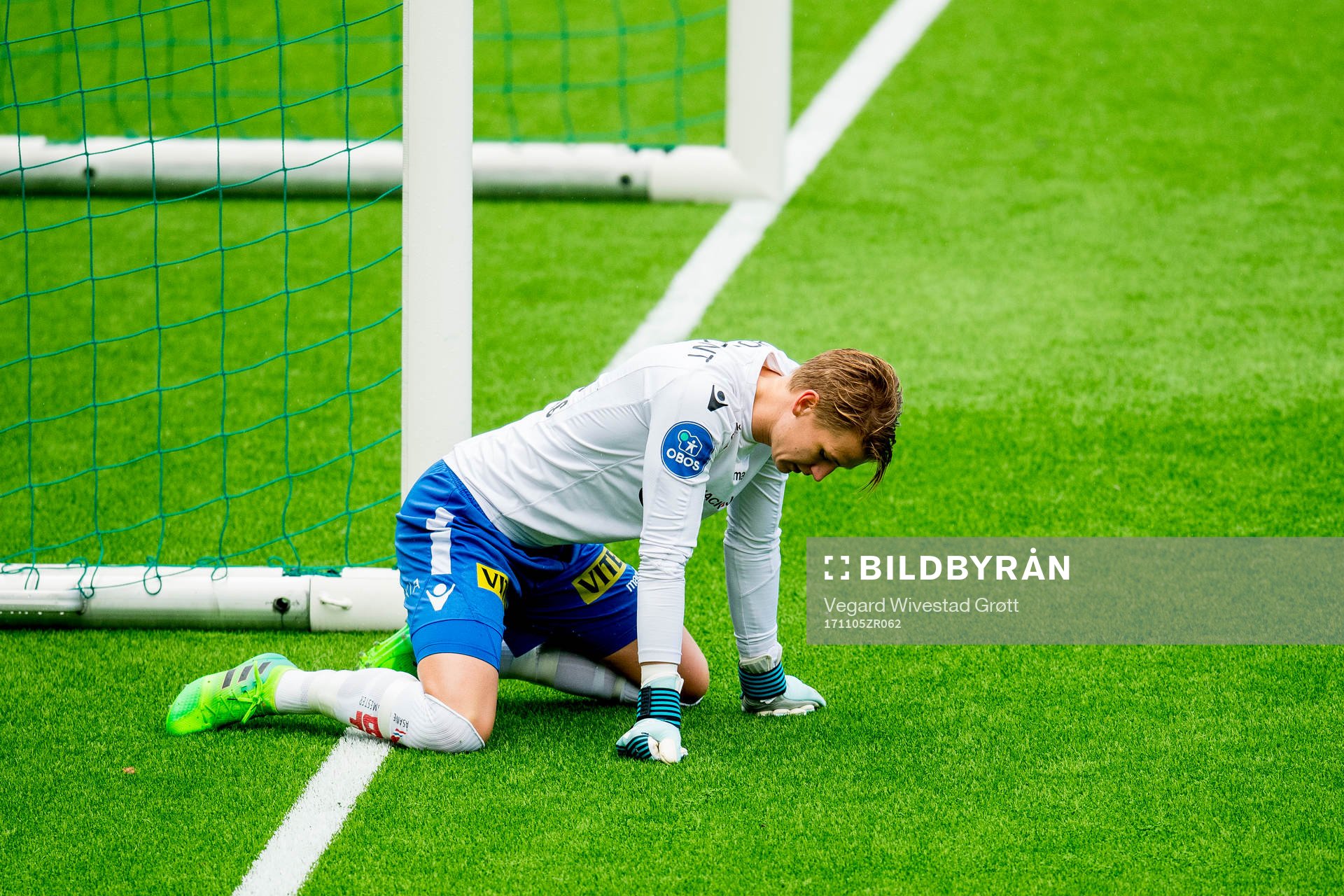 Goalkeeper Borger Thomas of Åsane looks dejected