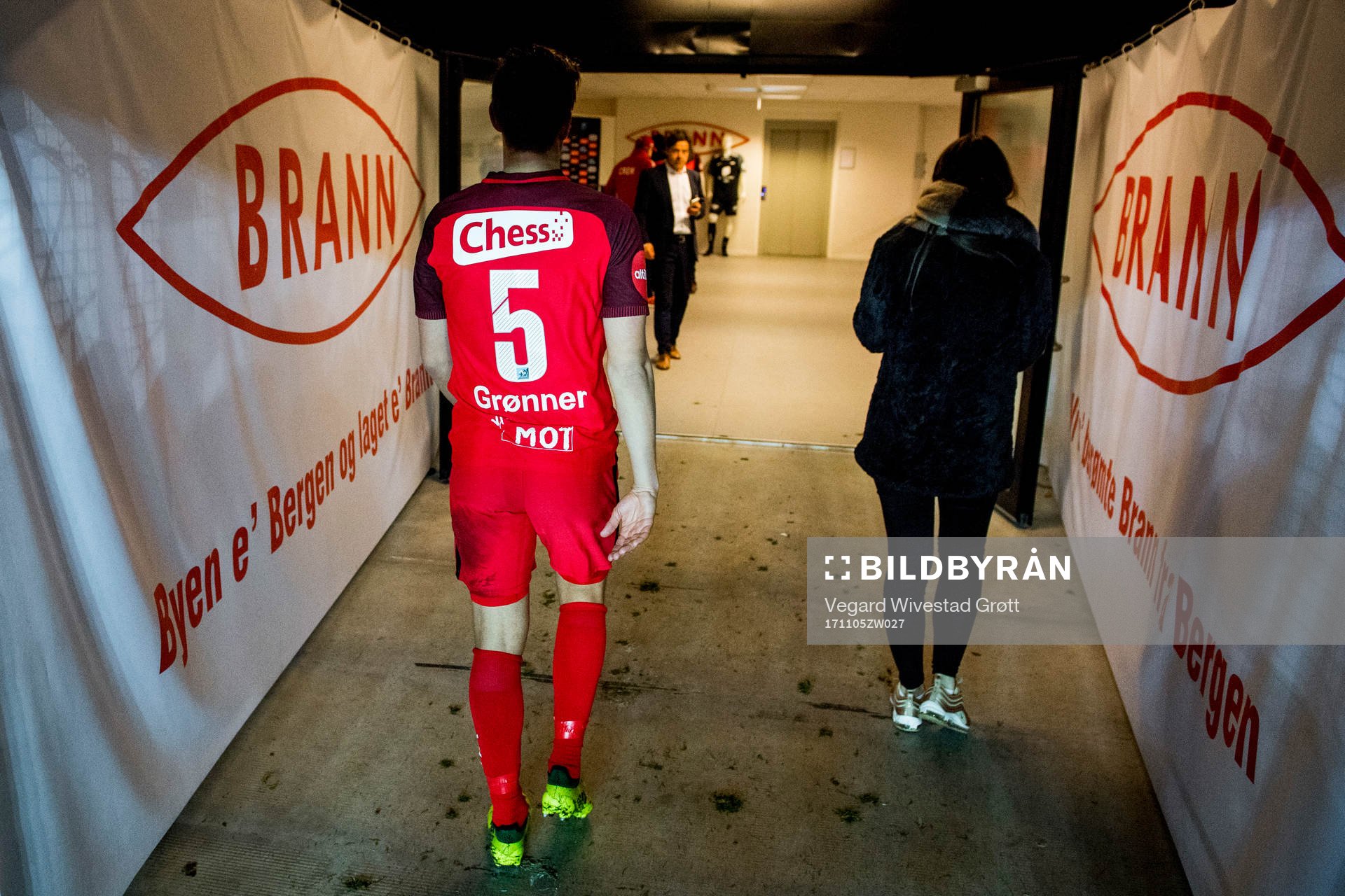 Jonas Grønner of Brann after the Eliteserien match between Brann and Lillestrøm on November 5, 2017 in Bergen.