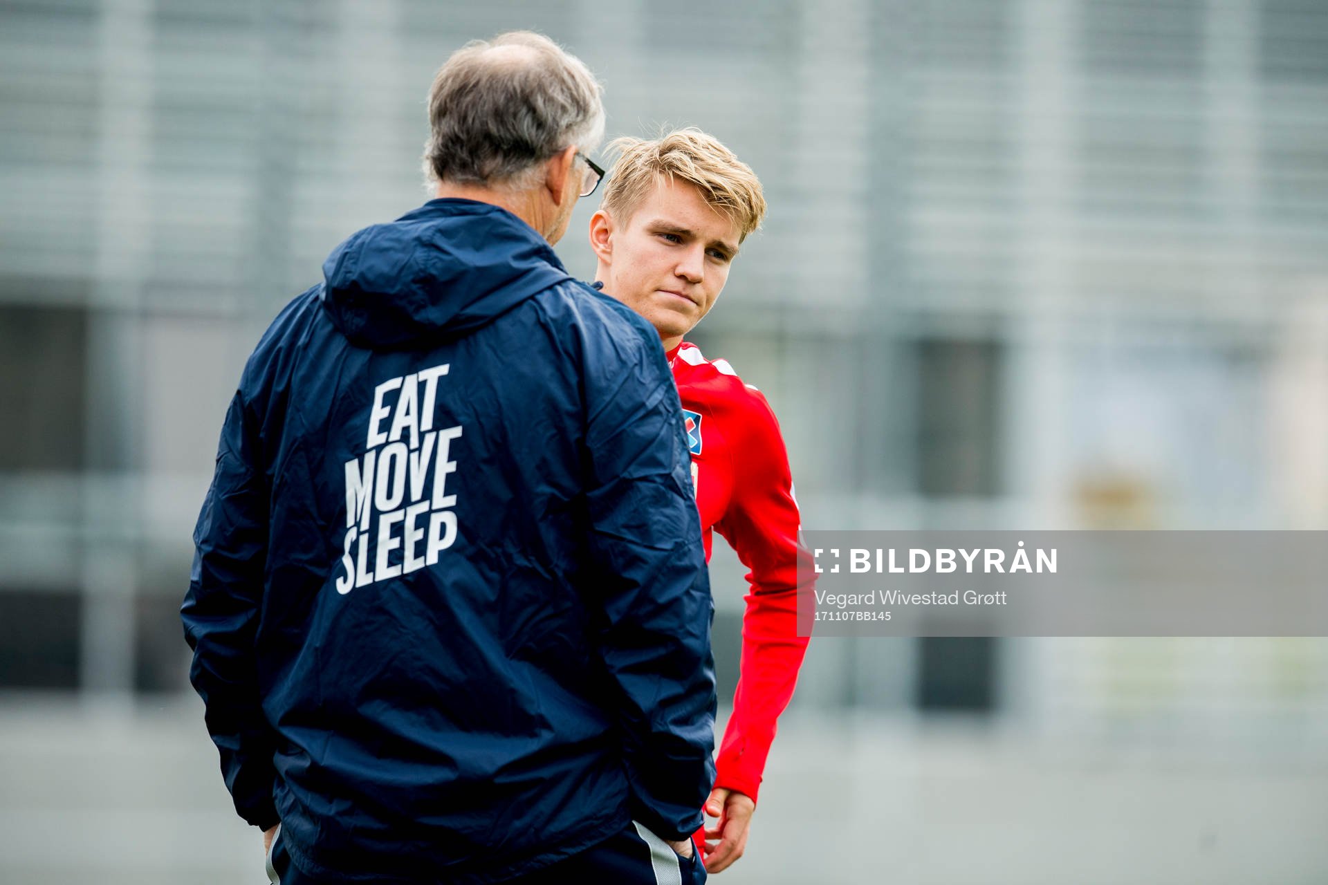Lars Lagerbäck, head coach of Norway, and Martin Ødegaard