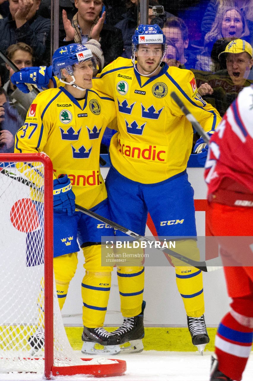 Sveriges Dennis Everberg jublar med John Norman