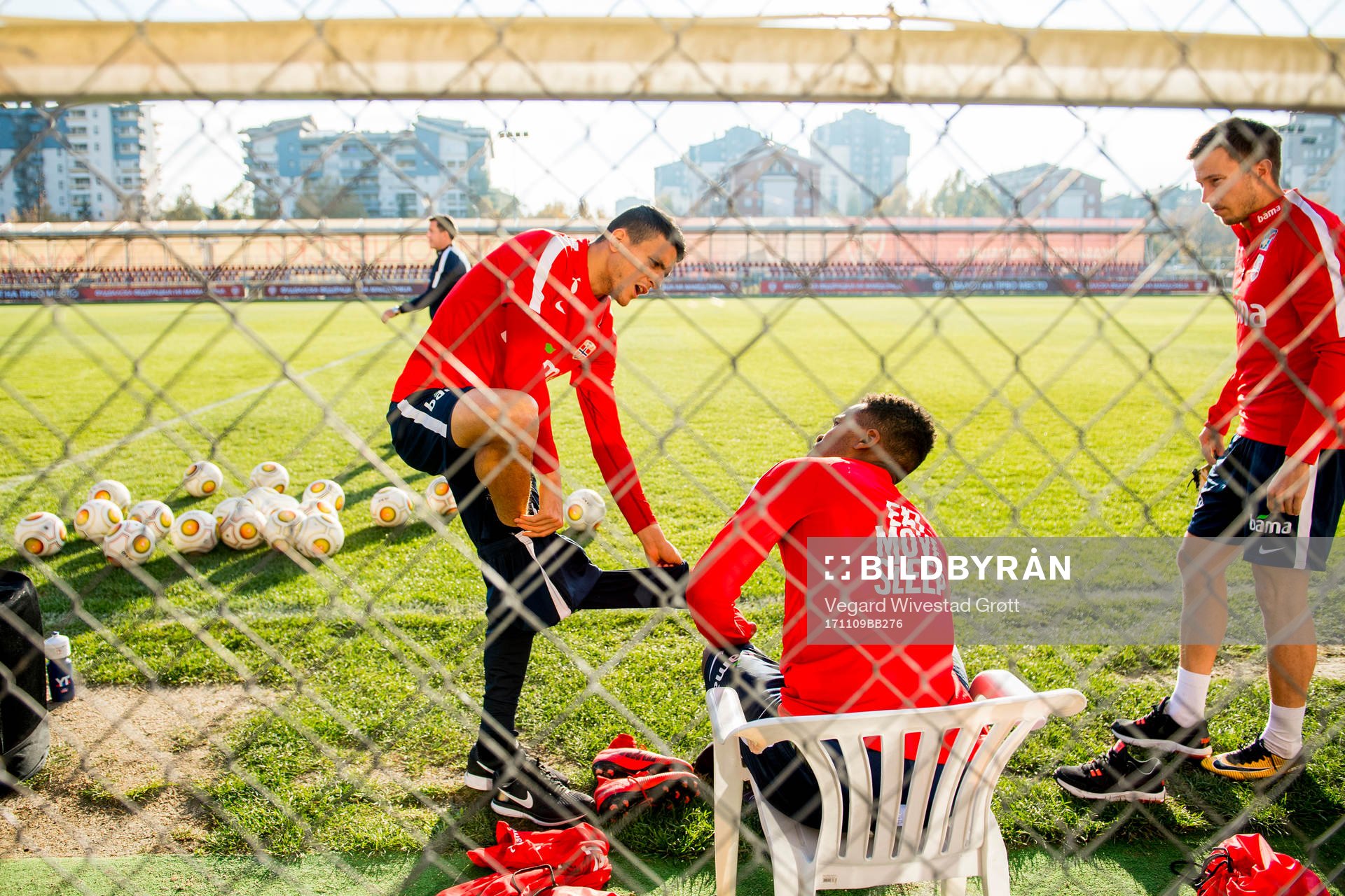 Mohamed Elyounoussi, Ola Kamara and Martin Linnes of Norway