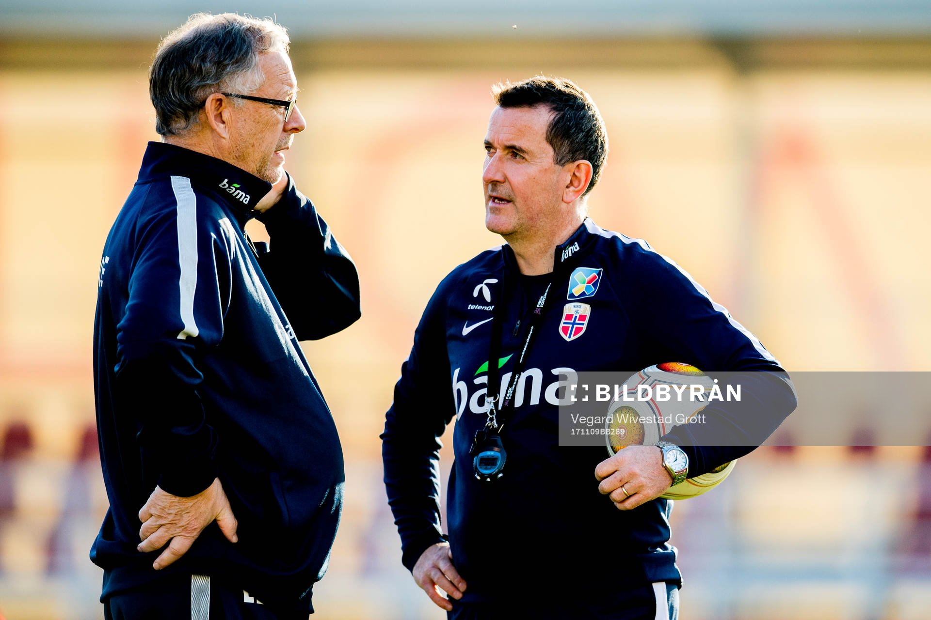 Lars Lagerbäck, head coach, and Per Joar Hansen, assistant