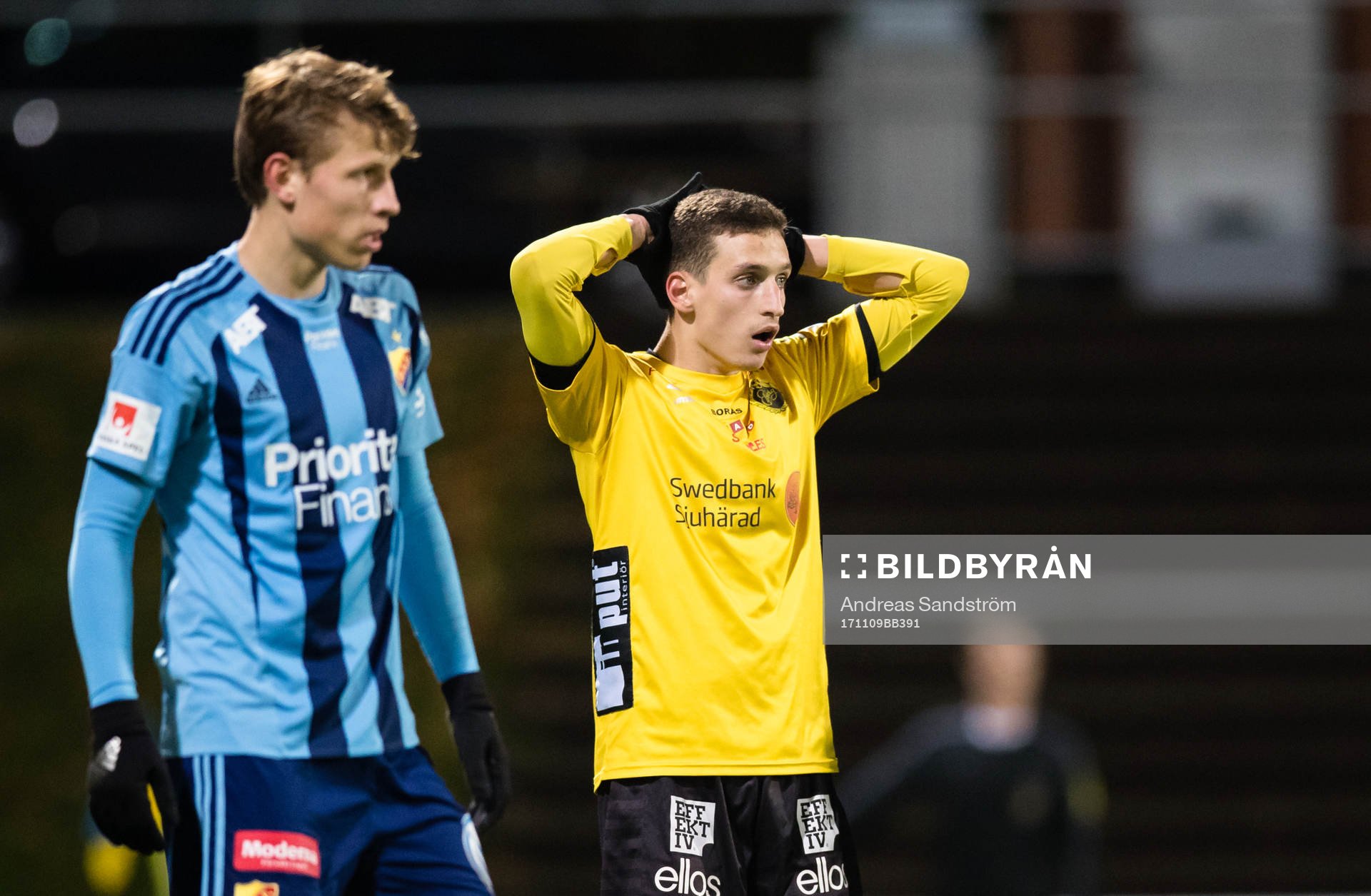 Elfsborgs Arian Kabashi reagerar på en missad målchans