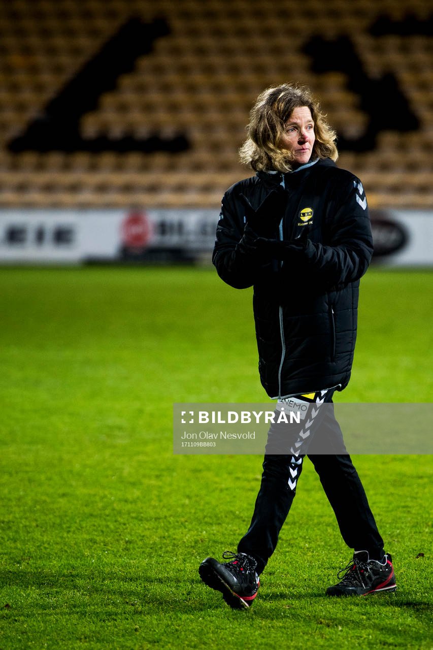 Hege Riise, head coach of LSK Kvinner, after the UEFA Women's Champions League match between LSK Kvinner and Manchester City on November 9, 2017 in Lillestrøm.