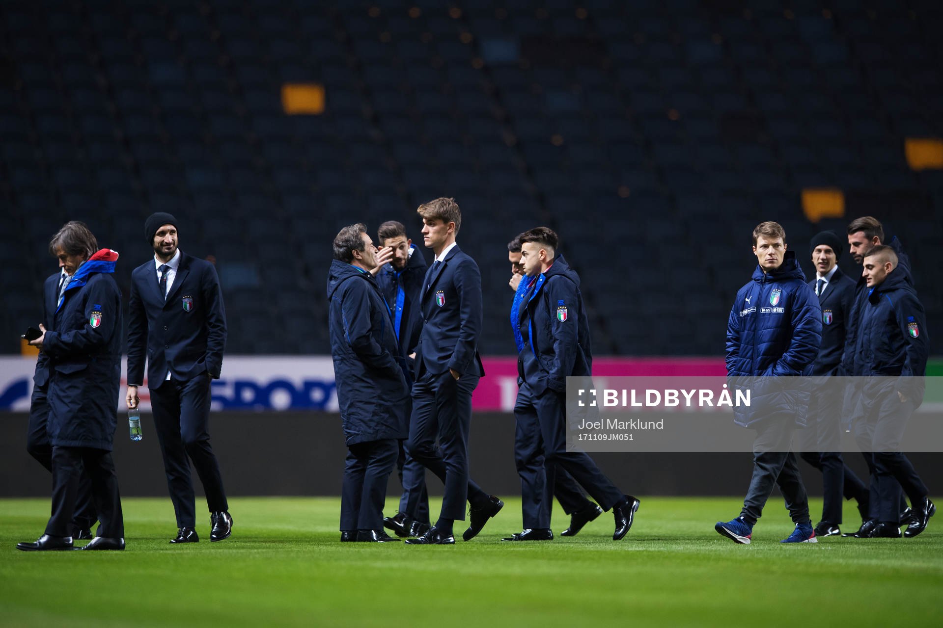 Italiens fotbollslandslag gör en walk-around