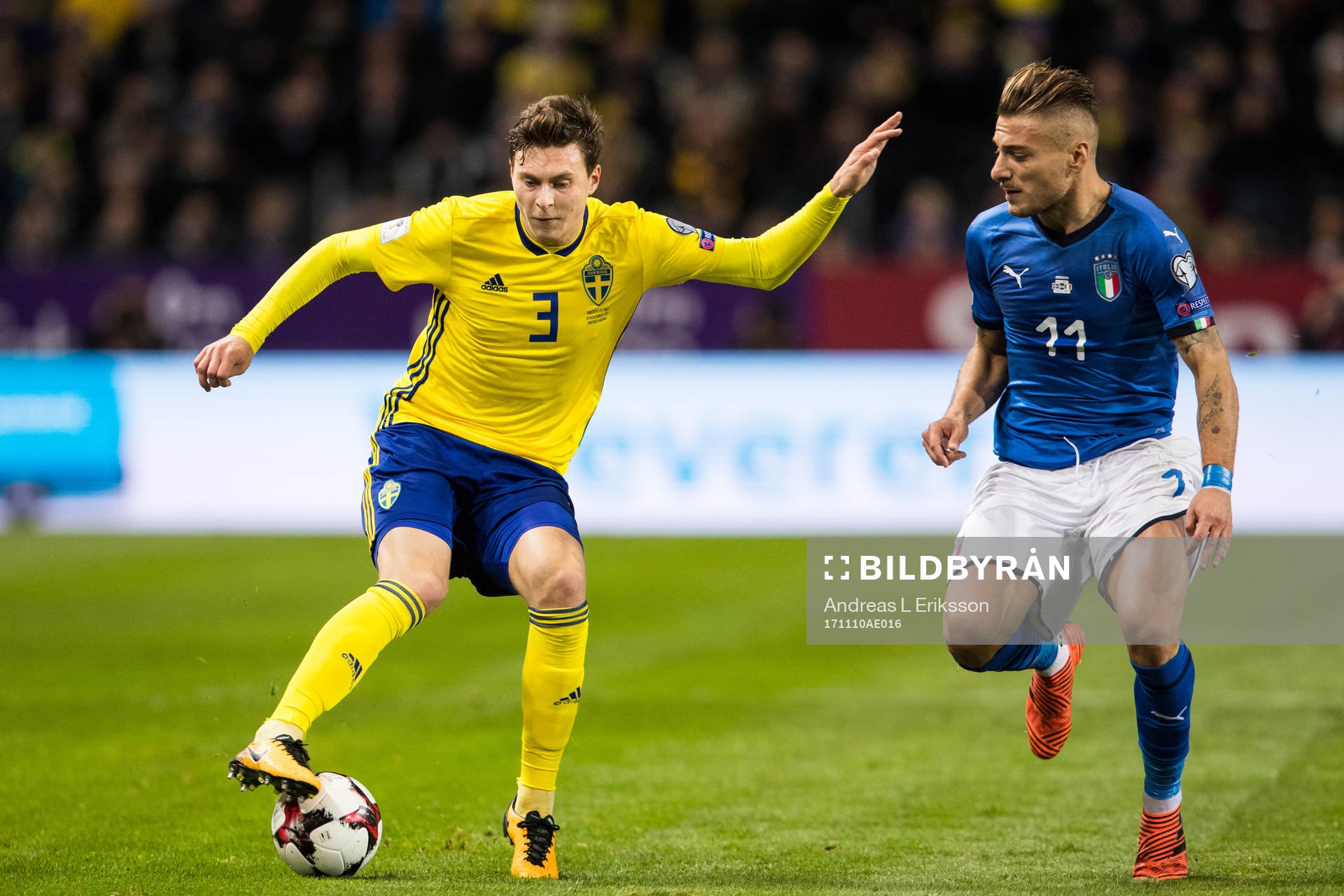 Sveriges Victor Nilsson Lindelöf och Italiens Ciro Immobile