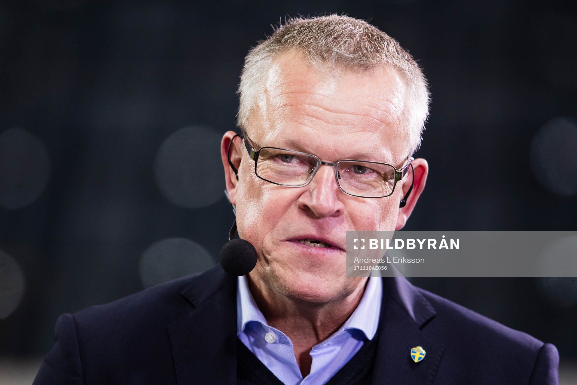 Sveriges förbundskapten Janne Andersson i Eurosports studio