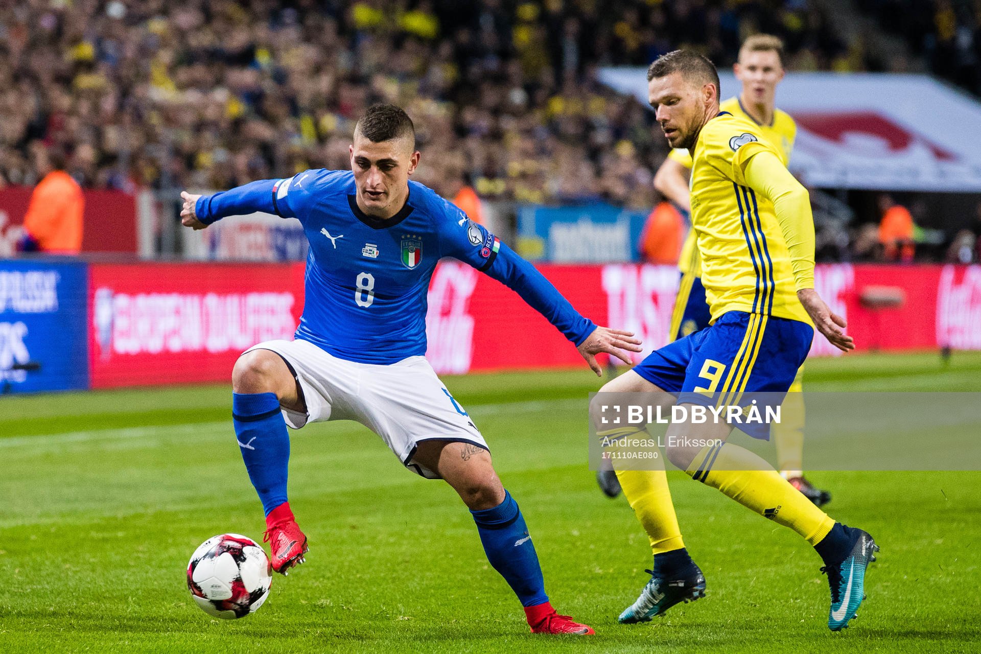 Italiens Marco Verratti och Sveriges Marcus Berg