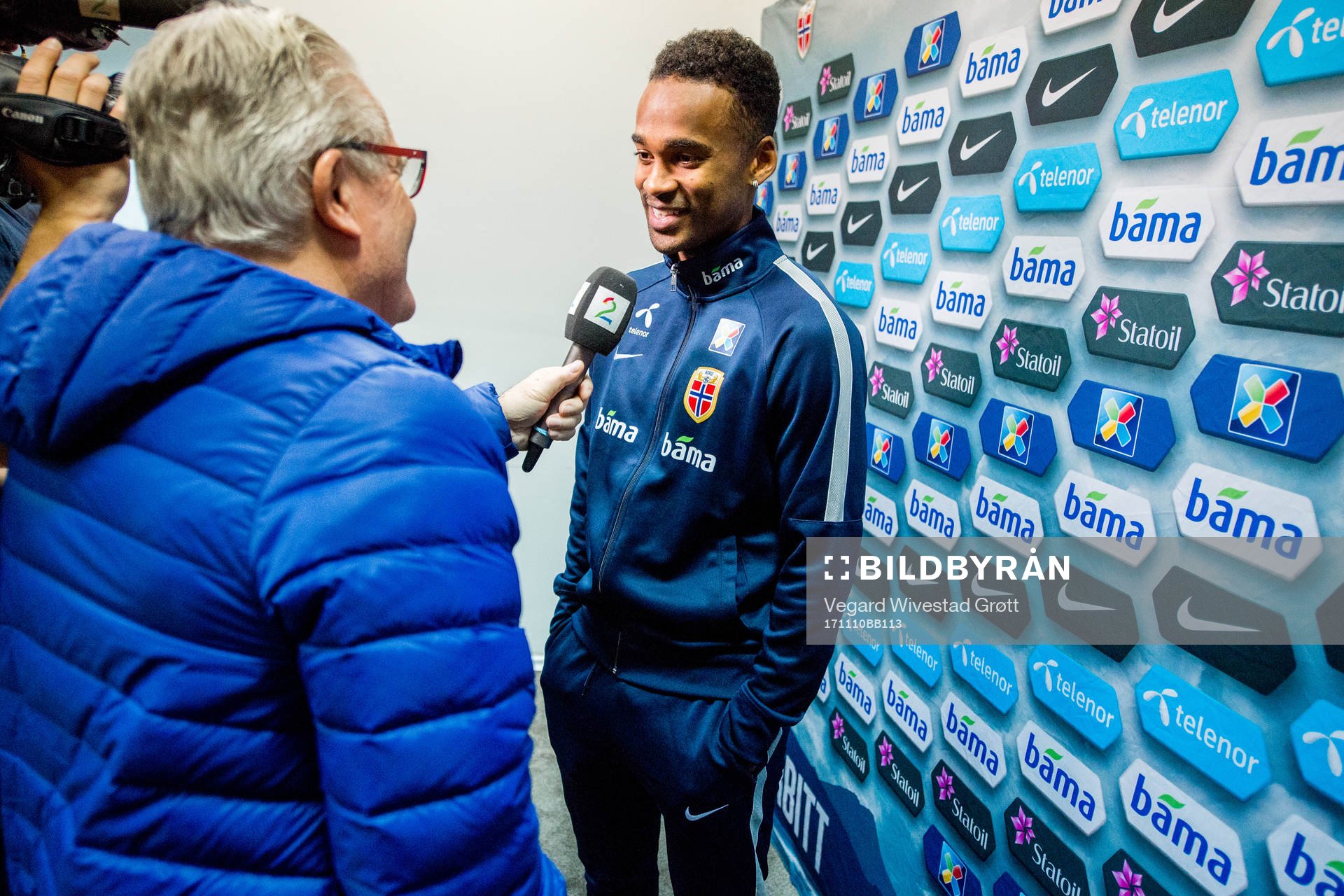 Ola Kamara of Norway is being interview by Davy Wathne of