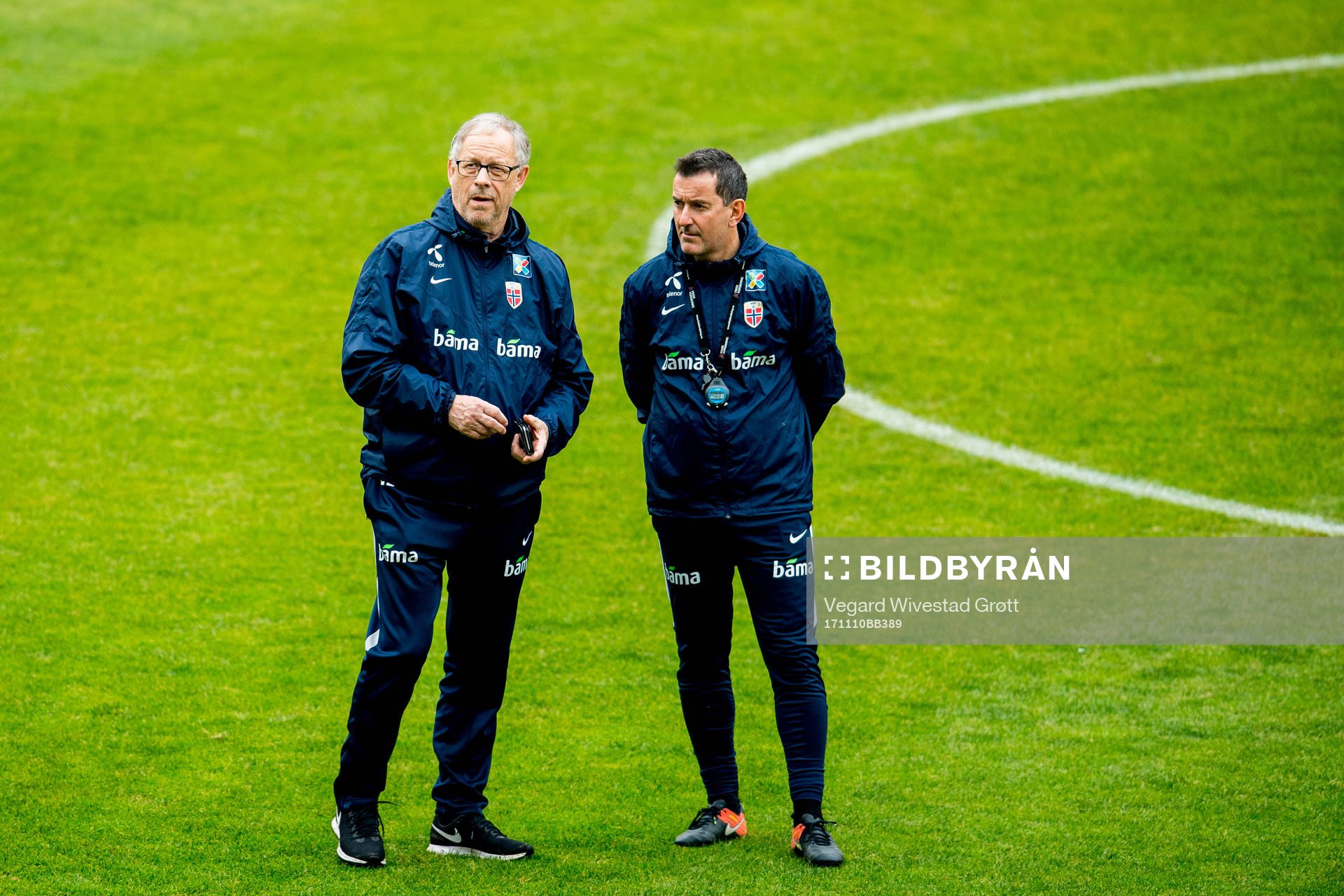 Lars Lagerbäck, head coach, and Per Joar Hansen, assistant