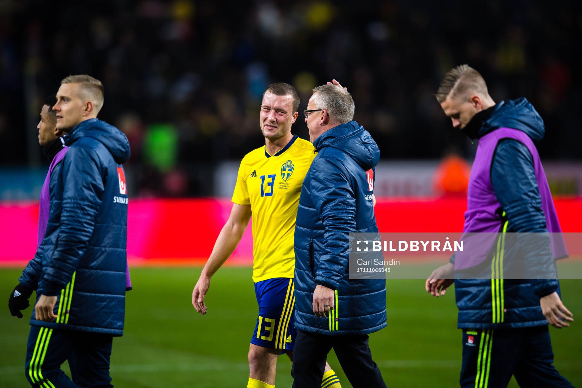 Sveriges Jakob Johansson och förbundskapten Janne