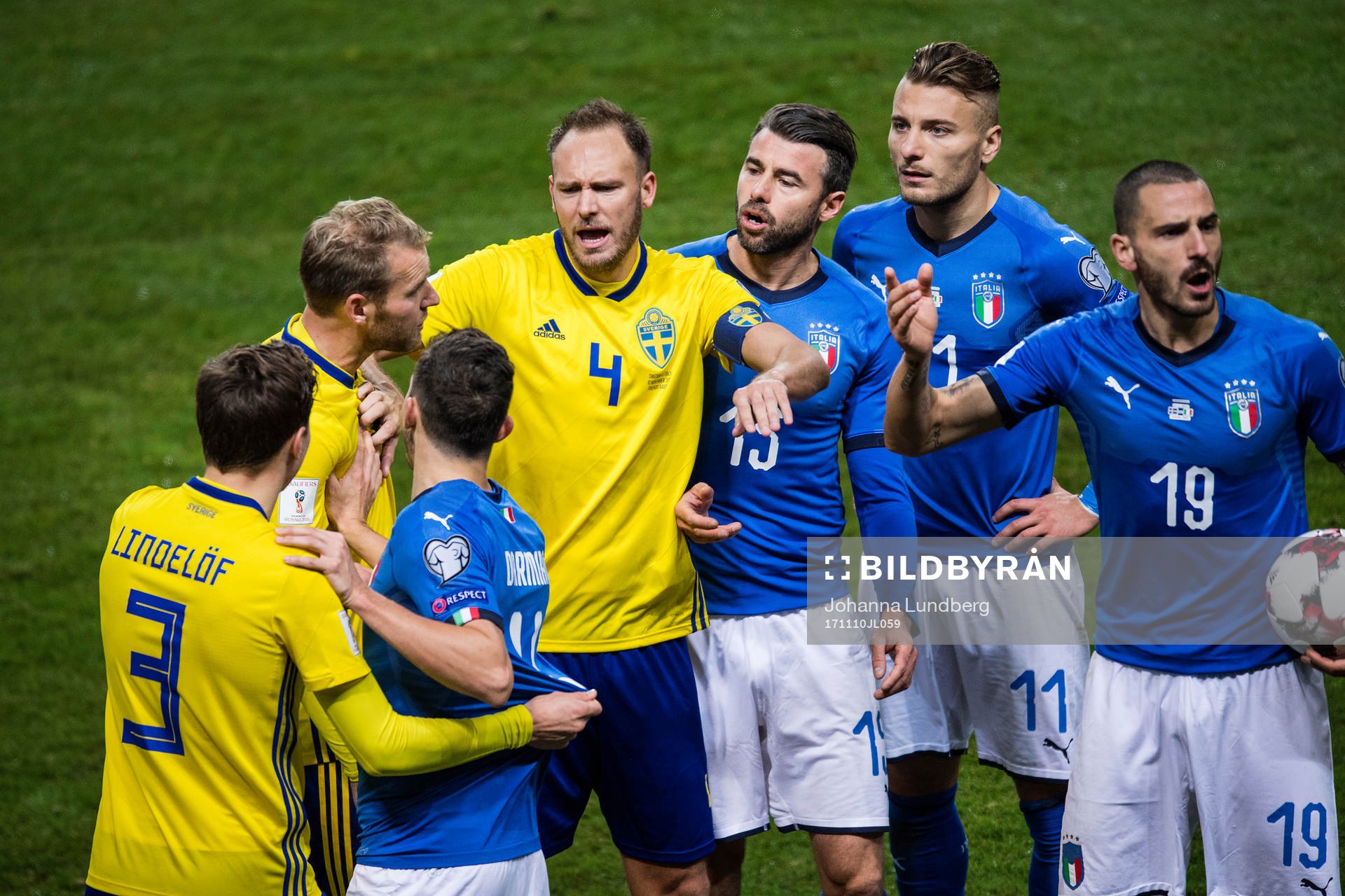 Sveriges Victor Nilsson Lindelöf, Ola Toivonen och Andreas