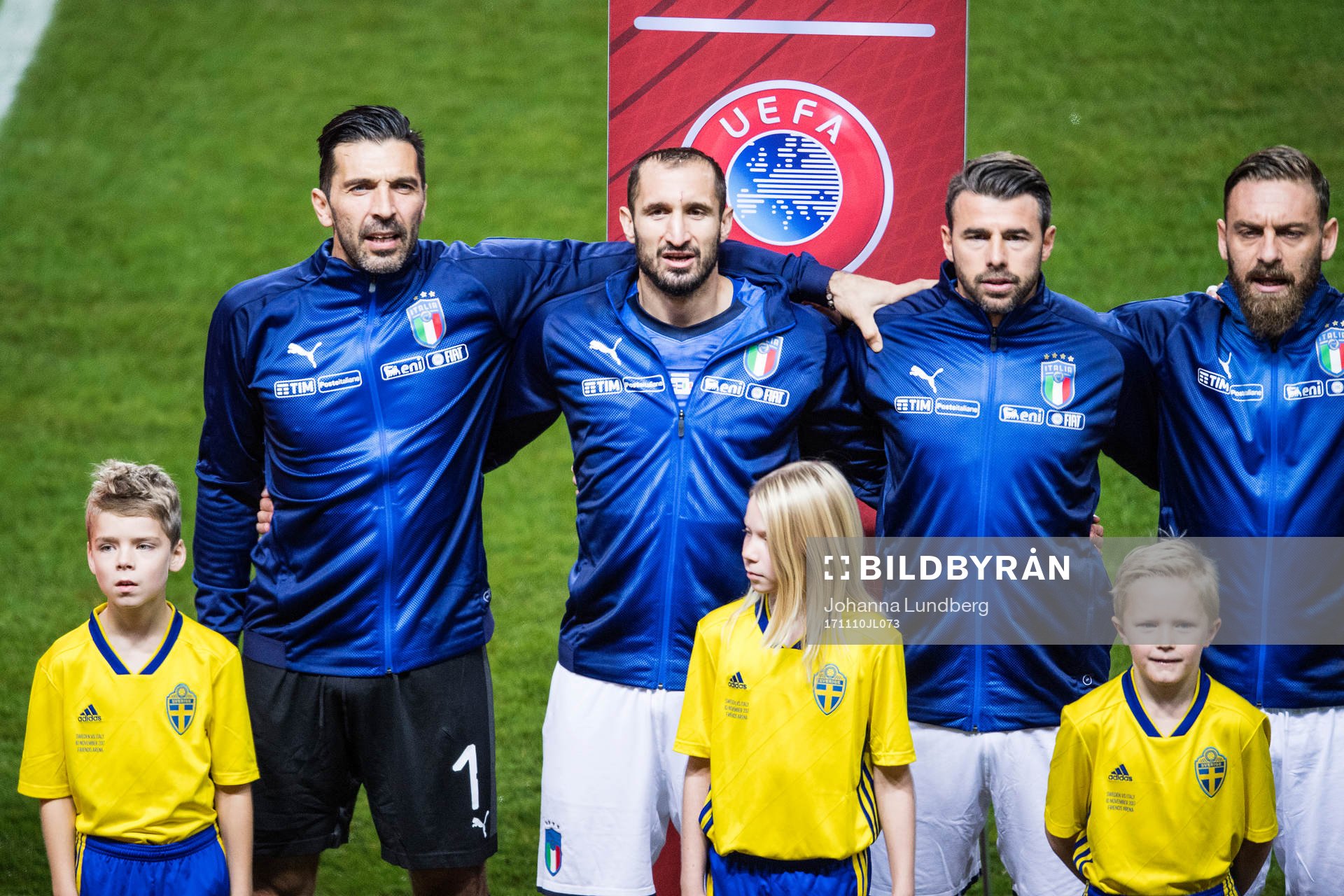 Italiens målvakt Gianluigi Buffon, Giorgio Chiellini,