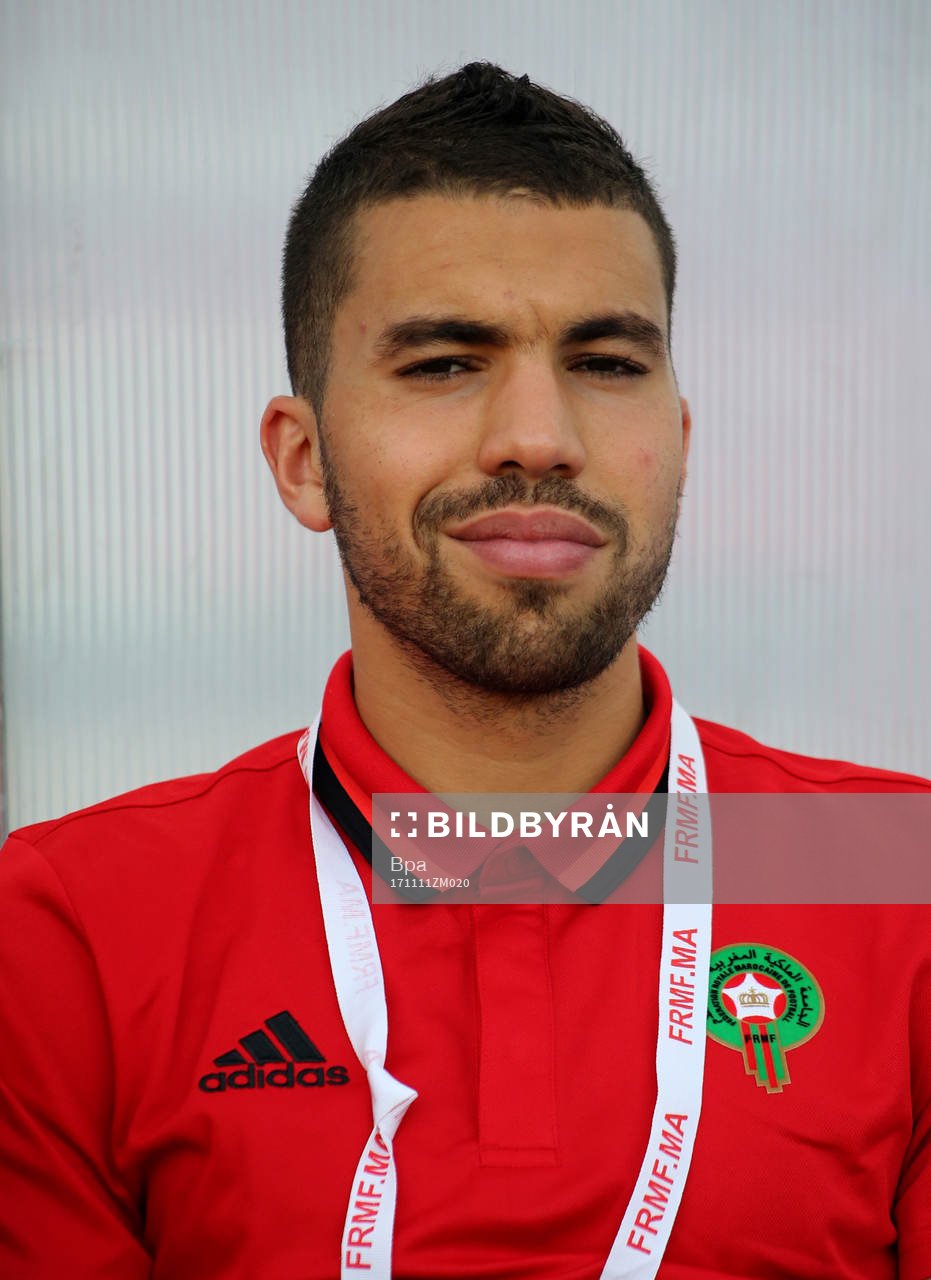 Fotboll, VM 2018, Porträtt, Marocko: Oualid EL HAJJAM, Marocko, poserar för ett porträtt den 11 november 2017 i Abidjan