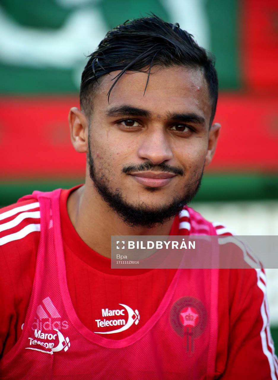 Fotboll, VM 2018, Porträtt, Marocko: Sofiane BOUFAL, Marocko, poserar för ett porträtt den 11 november 2017 i Abidjan