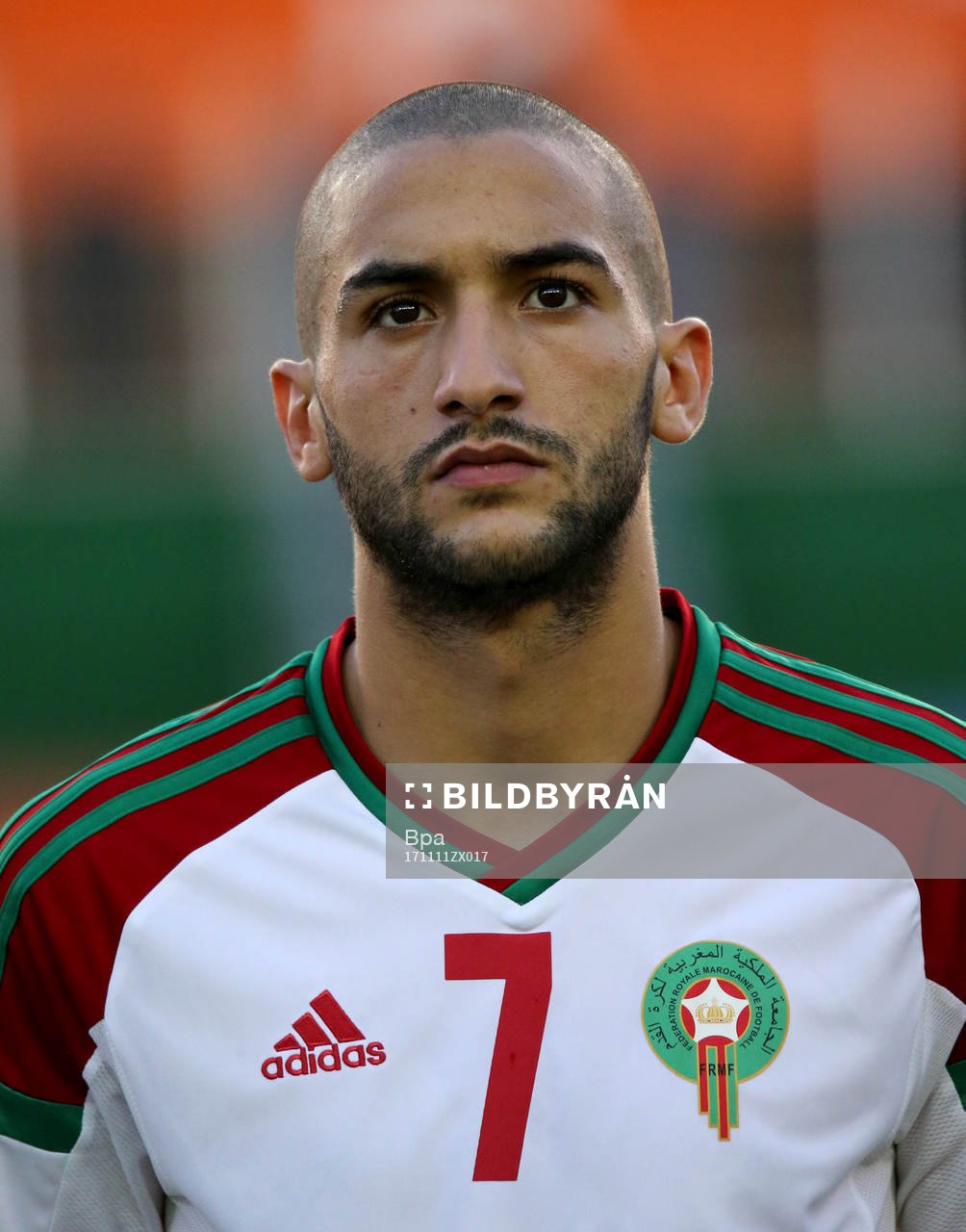 Fotboll, VM 2018, Porträtt, Marocko: Hakim ZIYACH, Marocko, poserar för ett porträtt den 11 november 2017 i Abidjan
