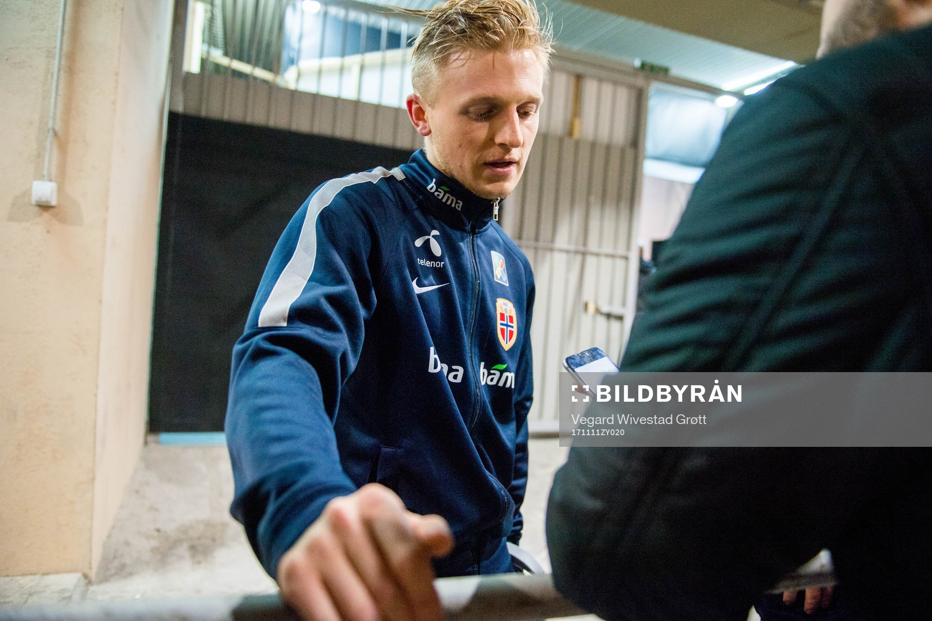 Mats Møller Dæhli of Norway in the mixed zone after the international friendly match between Macedonia and Norway on November 11, 2017 in Skopje.