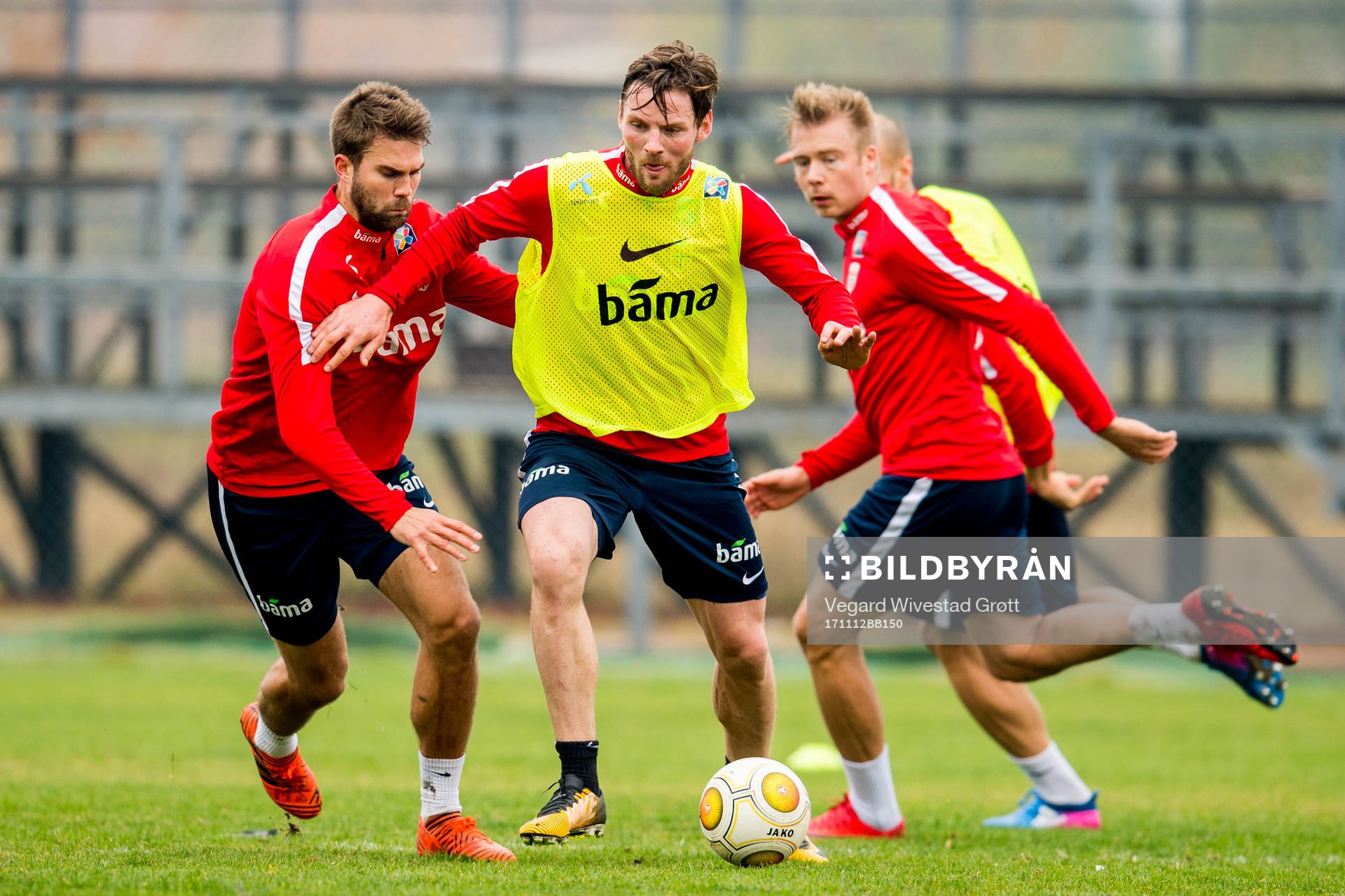 Jørgen Skjelvik and Pål Alexander Kirkevold of Norway during a training session on November 12, 2017 in Skopje.