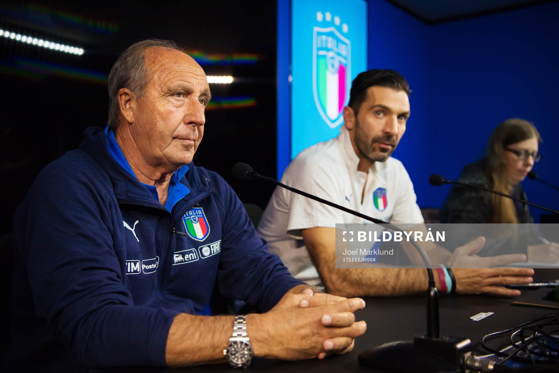 Förbundskapten Gian Piero Ventura och Gianluigi Buffon