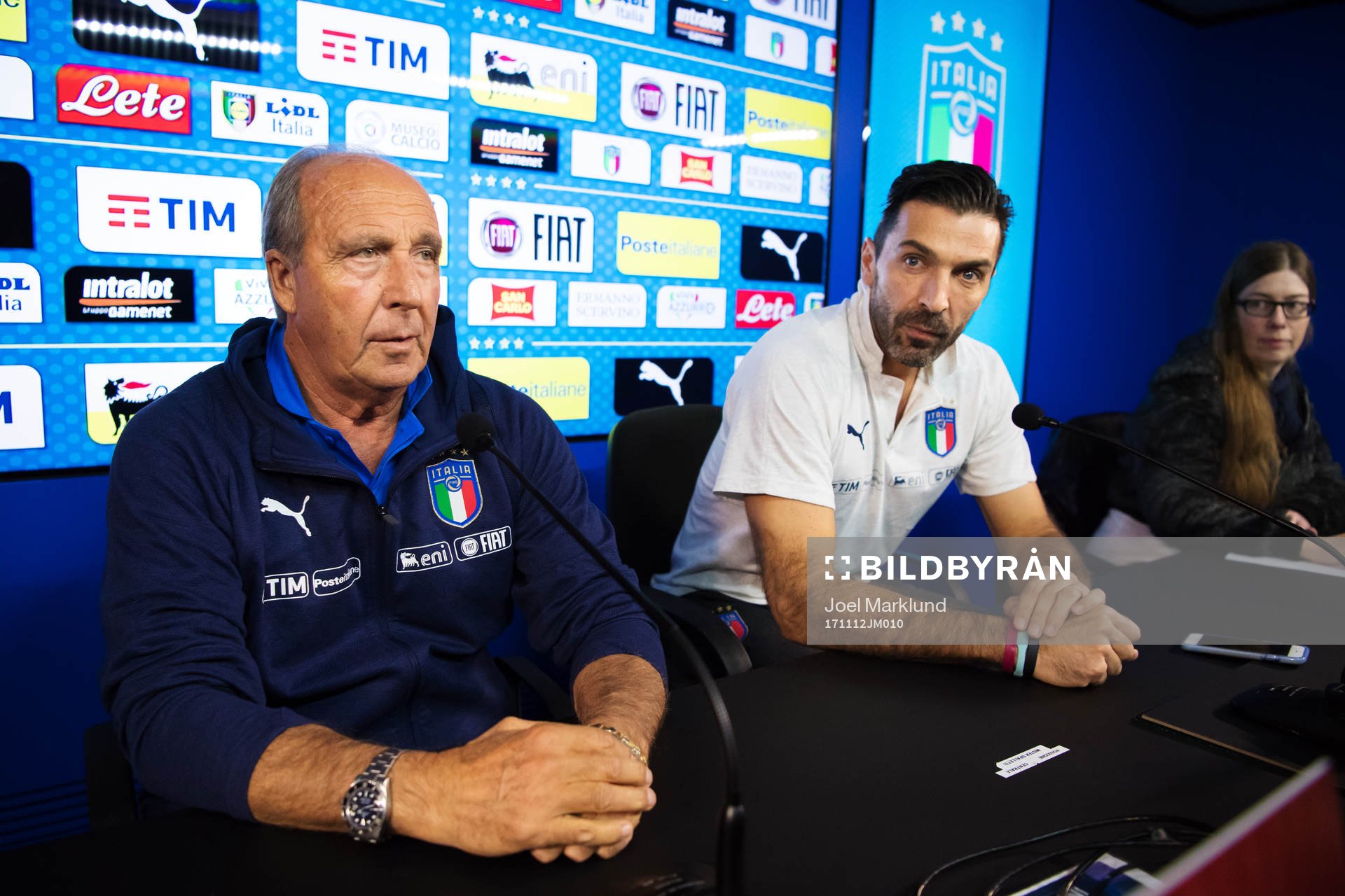 Förbundskapten Gian Piero Ventura och Gianluigi Buffon