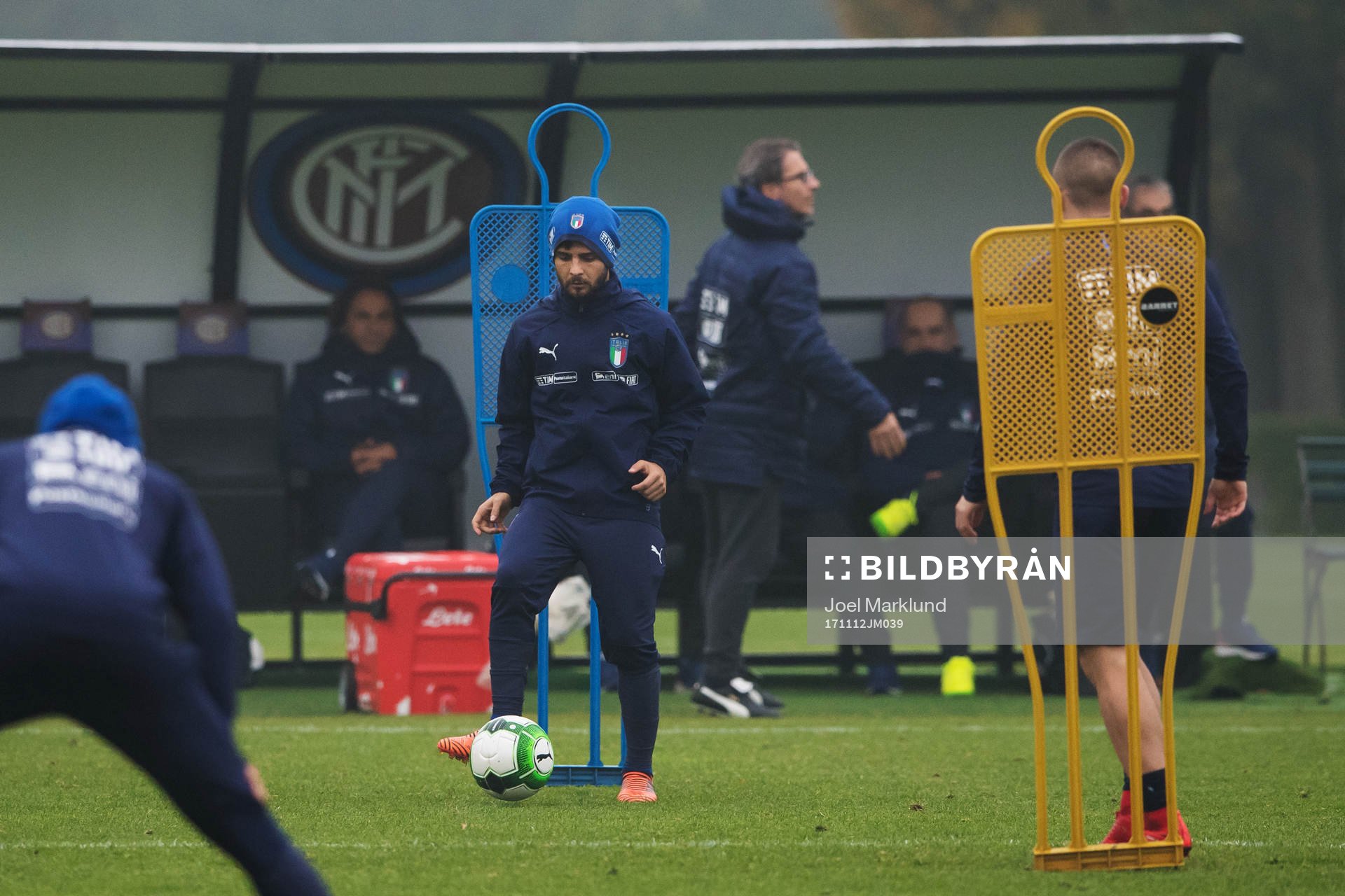 Lorenzo Insigne under Italiens fotbollslandslags träning den 12 november 2017 i Milano.