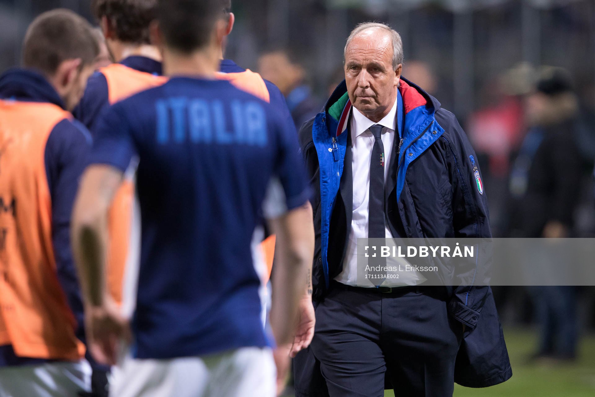 Italiens förbundskapten Gian Piero Ventura innan