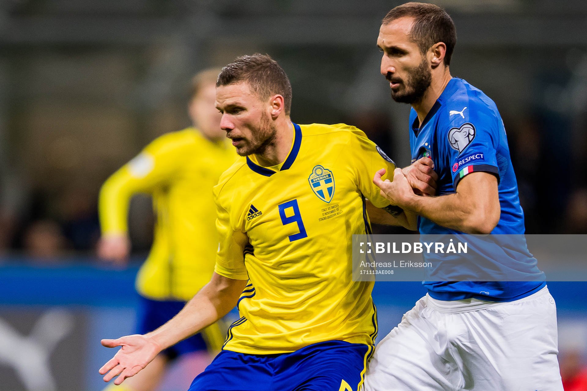 Sveriges Marcus Berg och Italiens Giorgio Chiellini