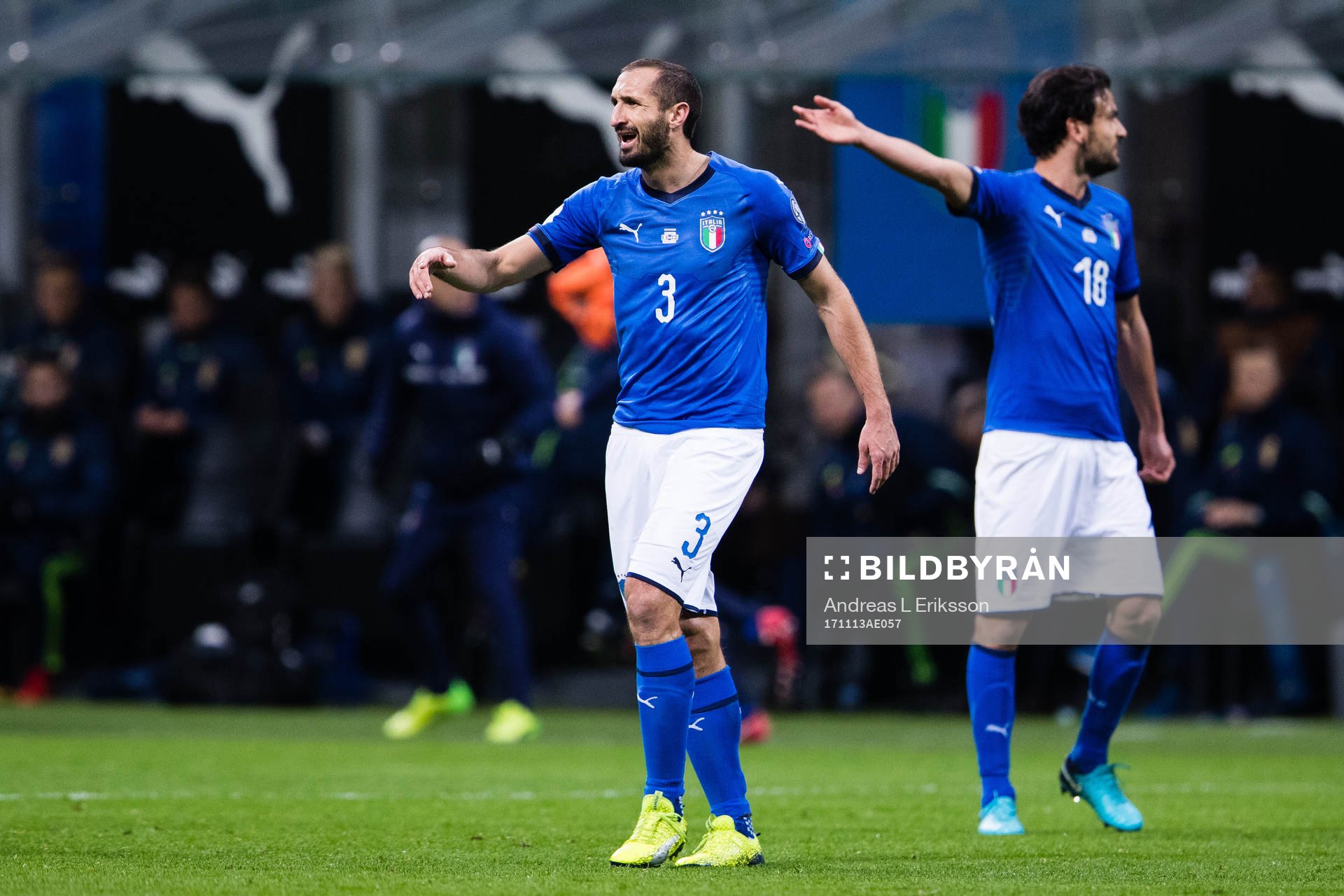 Italiens Giorgio Chiellini och Marco Parolo reagerar