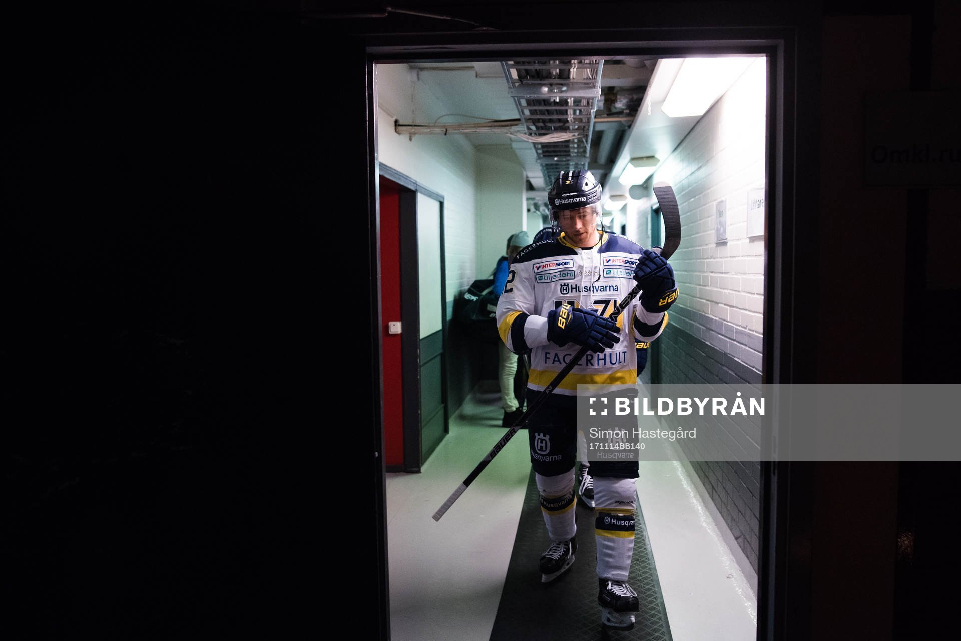 s Dylan Reese före ishockeymatchen i SHL mellan Brynäs
