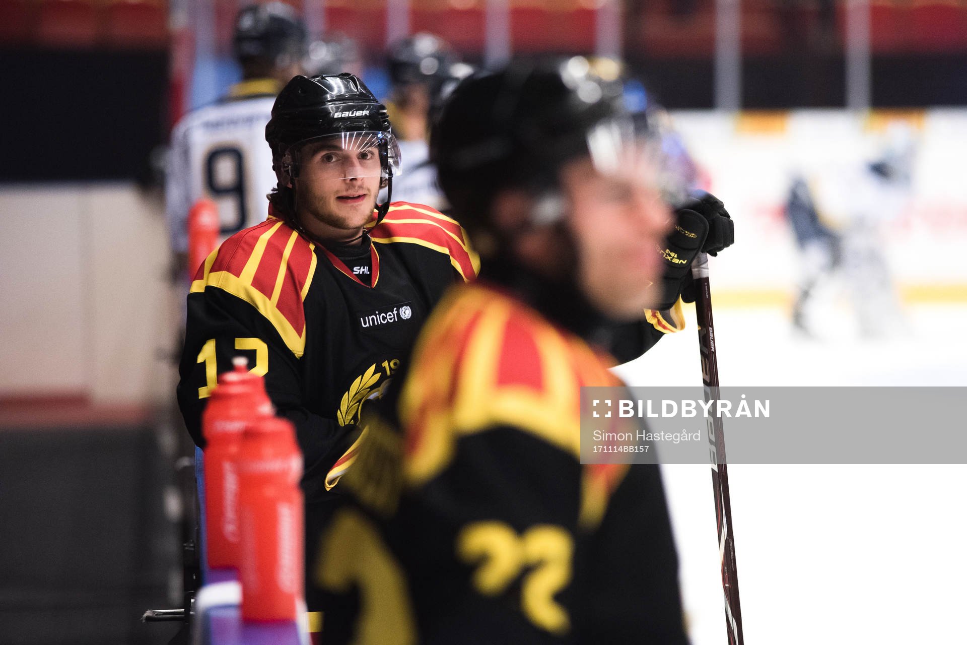 Brynäs Alexander Bjurström före ishockeymatchen i SHL