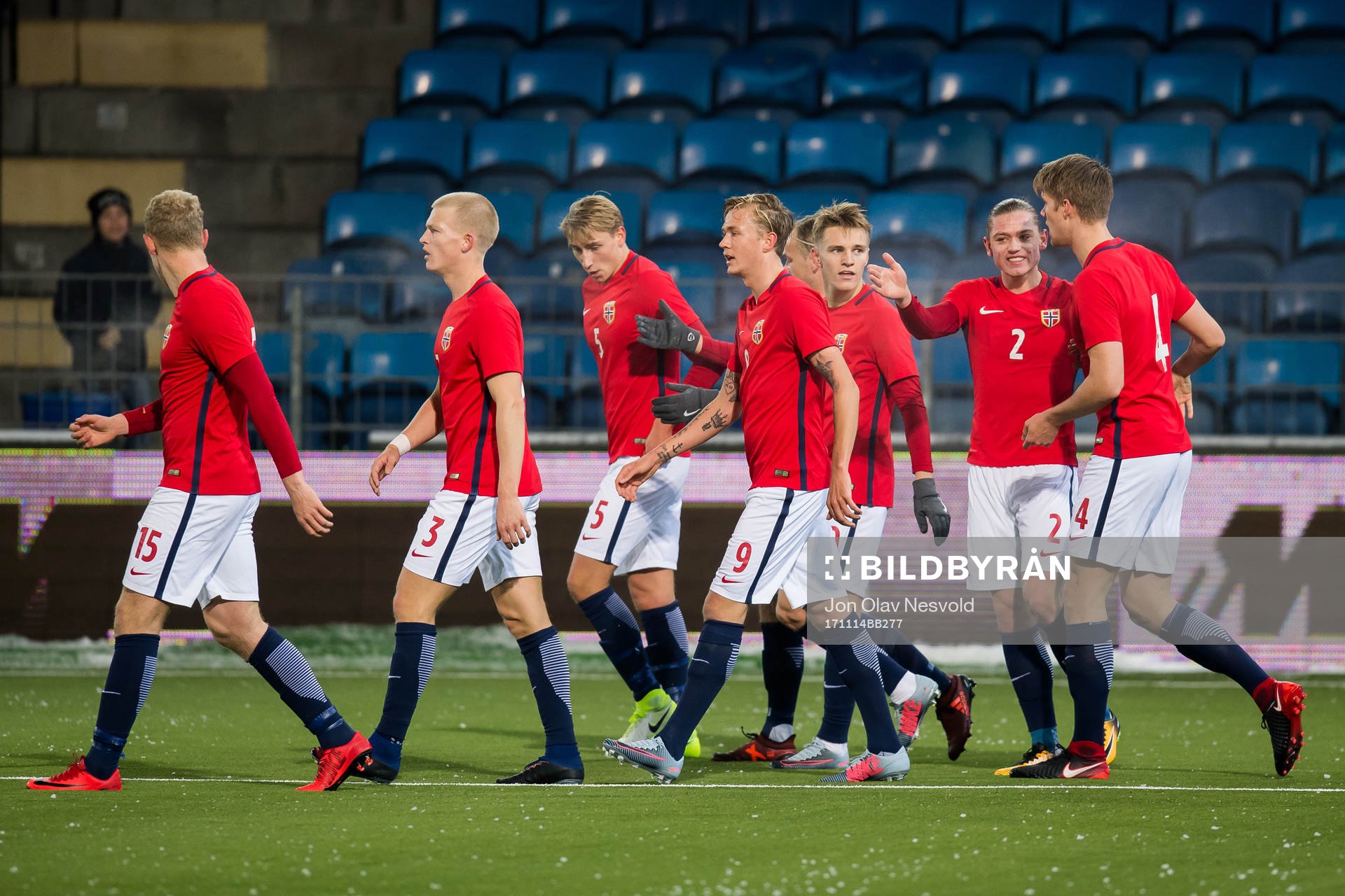 Martin Ødegaard of Norway celebrates with his teammates