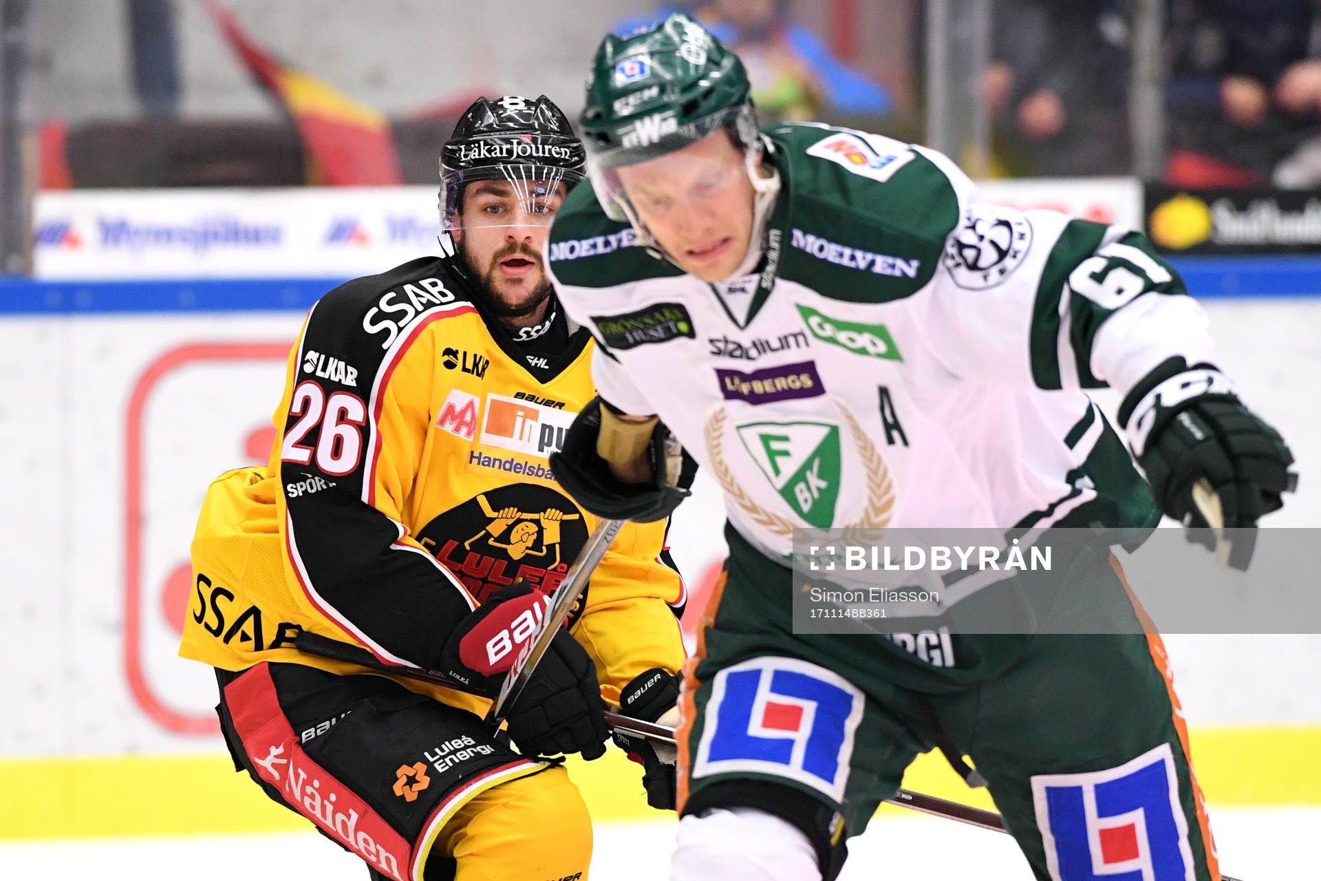 Luleås Joey Hishon och Färjestads Johan Ryno