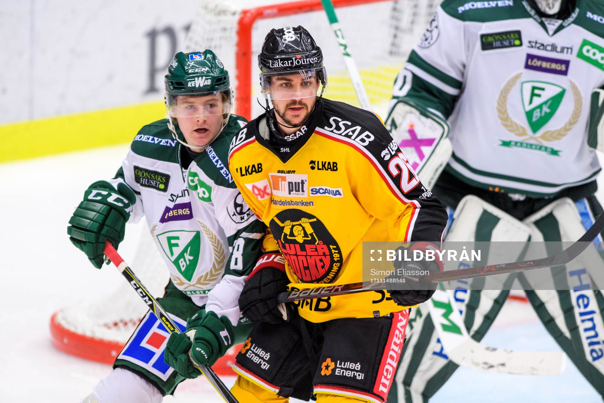Färjestads Lucas Nordsäter och Luleås Joey Hishon