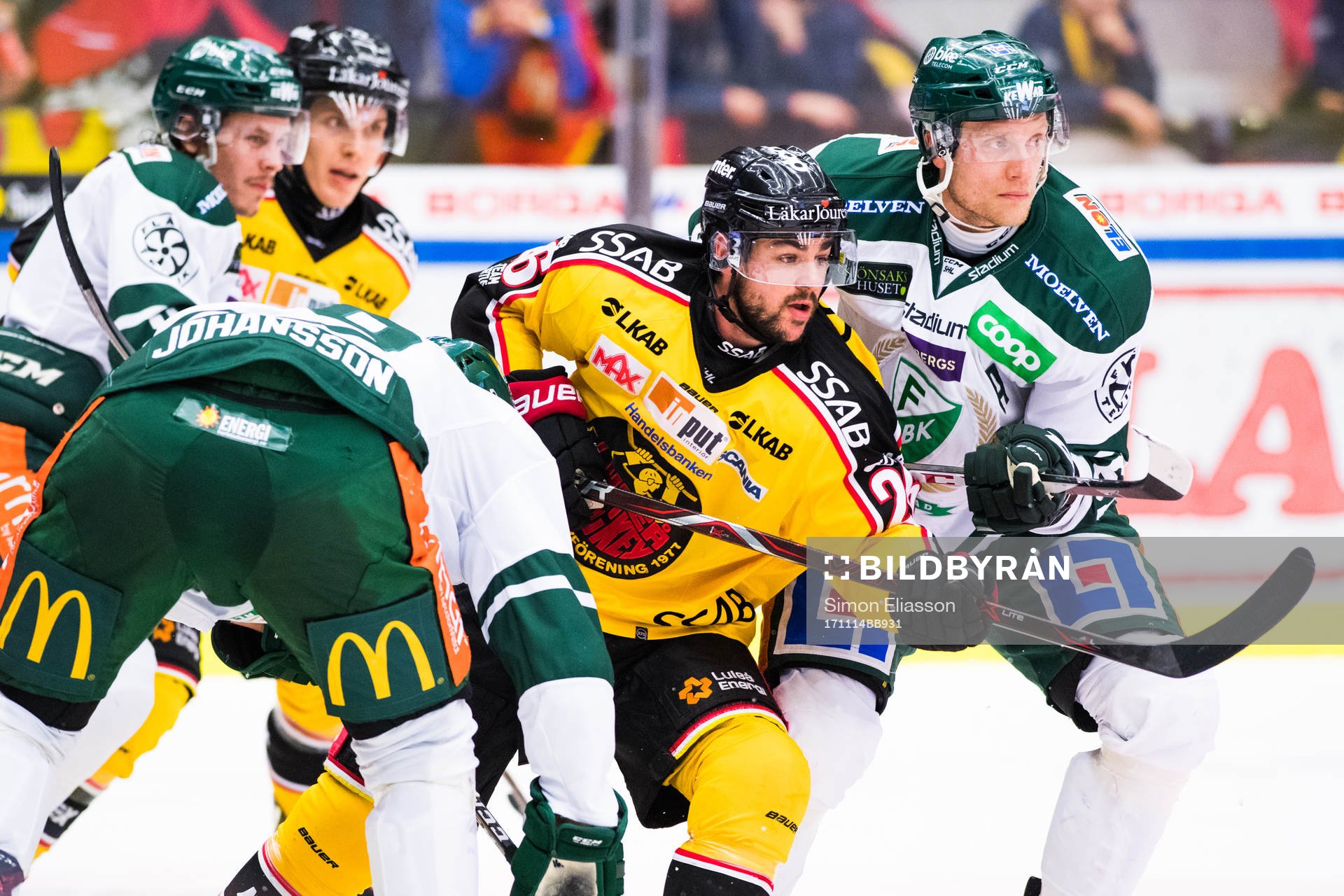 Luleås Joey Hishon och Färjestads Johan Ryno