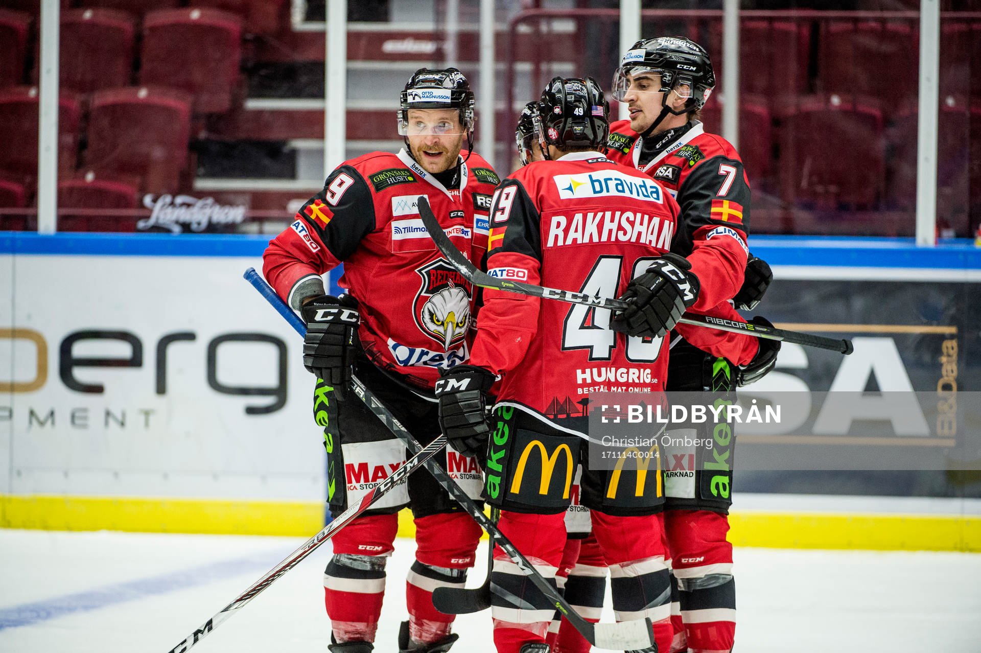 Malmö Redhawks Frederik Storm, Rhett Rakhshani och Nils